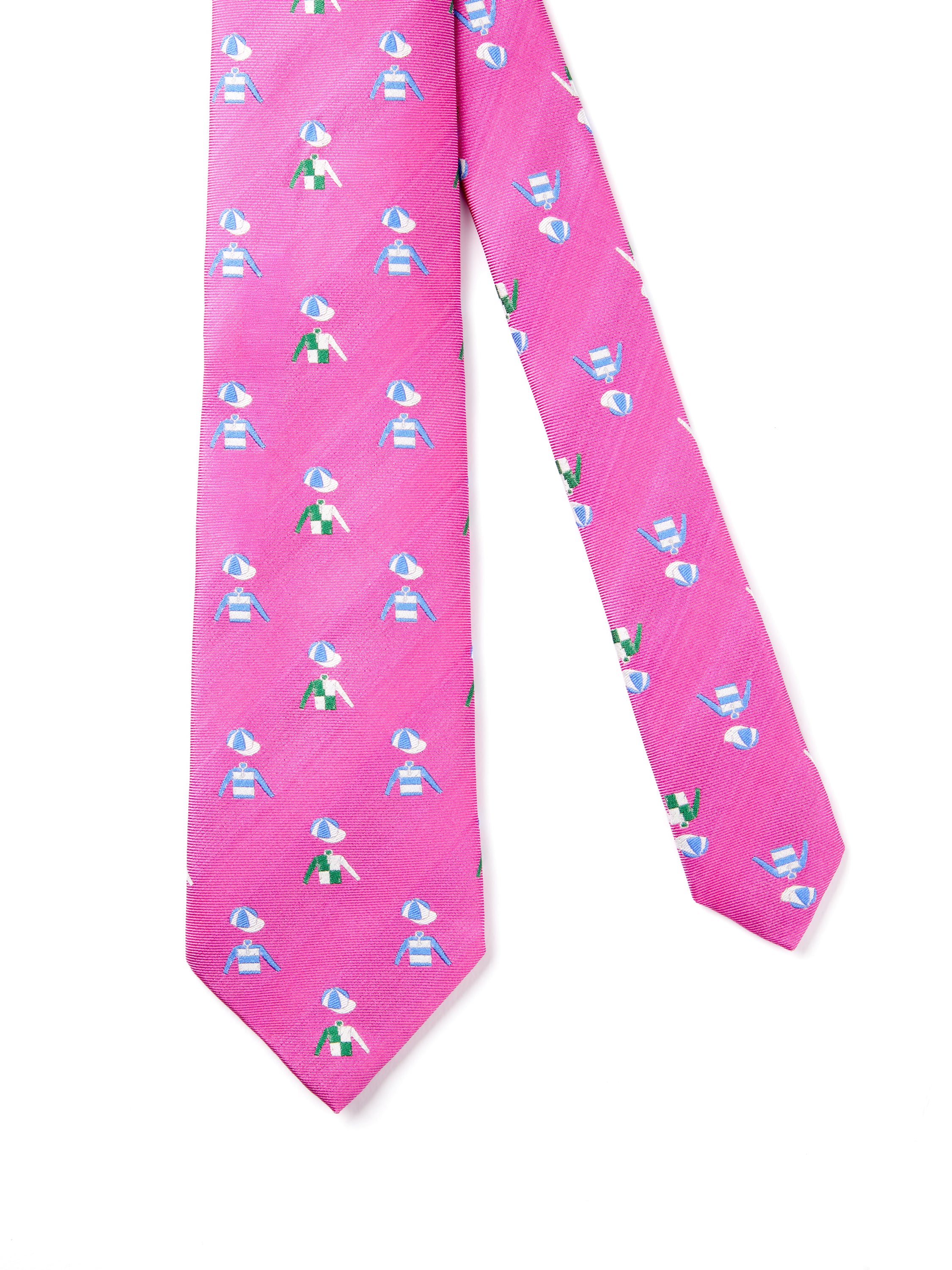 English Woven Silk Jockey & Cap Tie - Pale Pink - Image 2