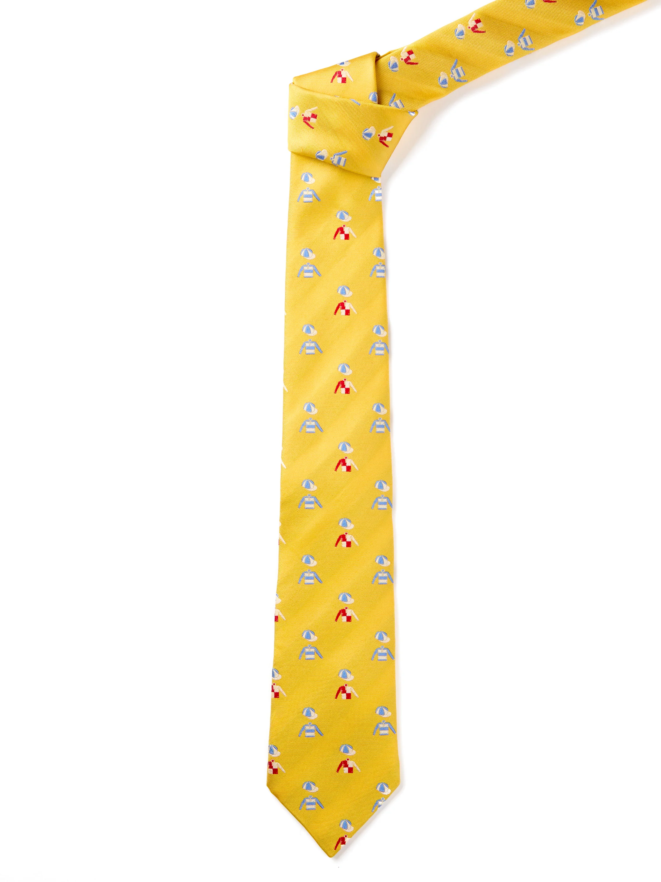 English Woven Silk Jockey & Cap Tie - Pale Yellow