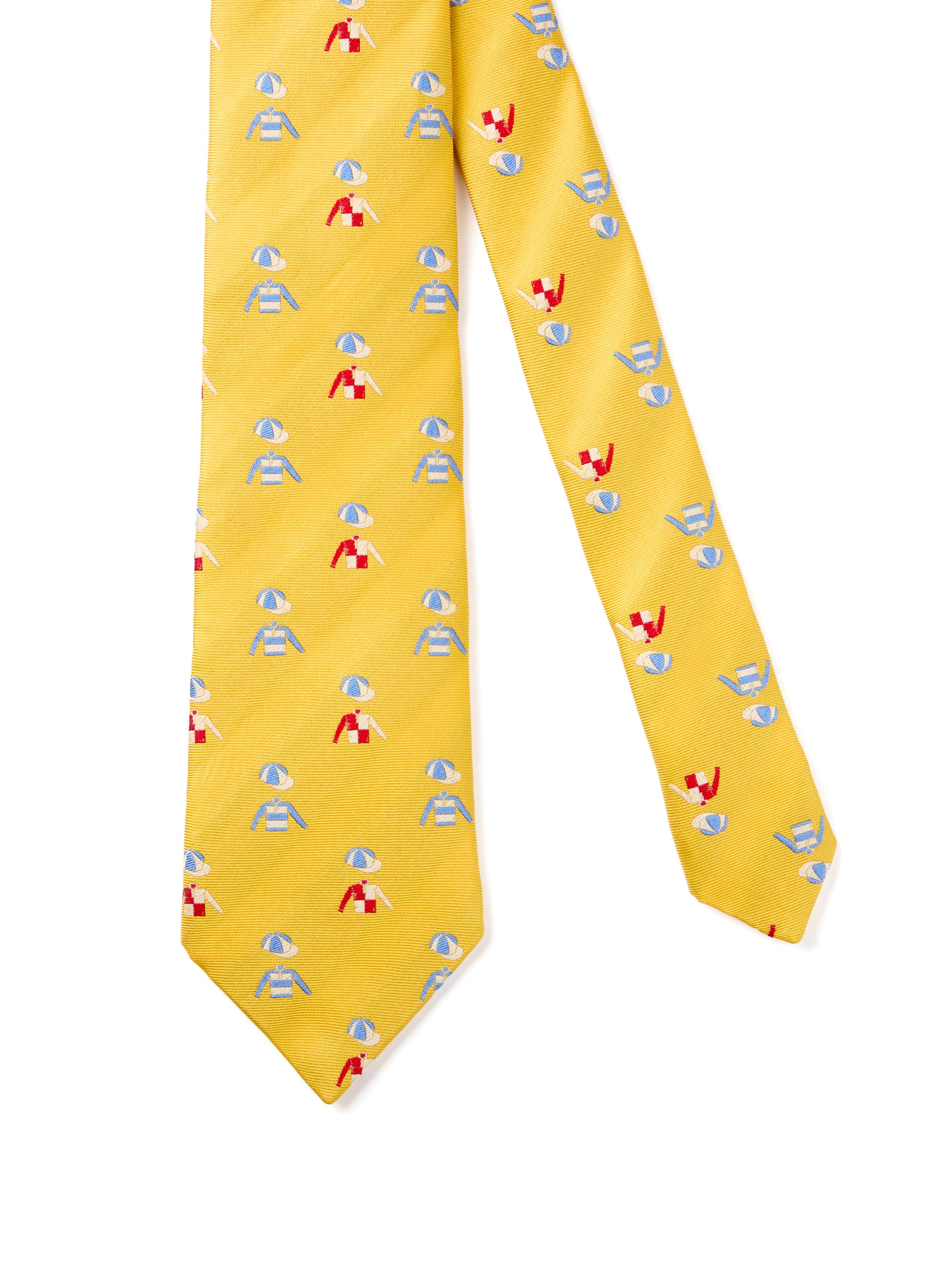English Woven Silk Jockey & Cap Tie - Pale Yellow - Image 2