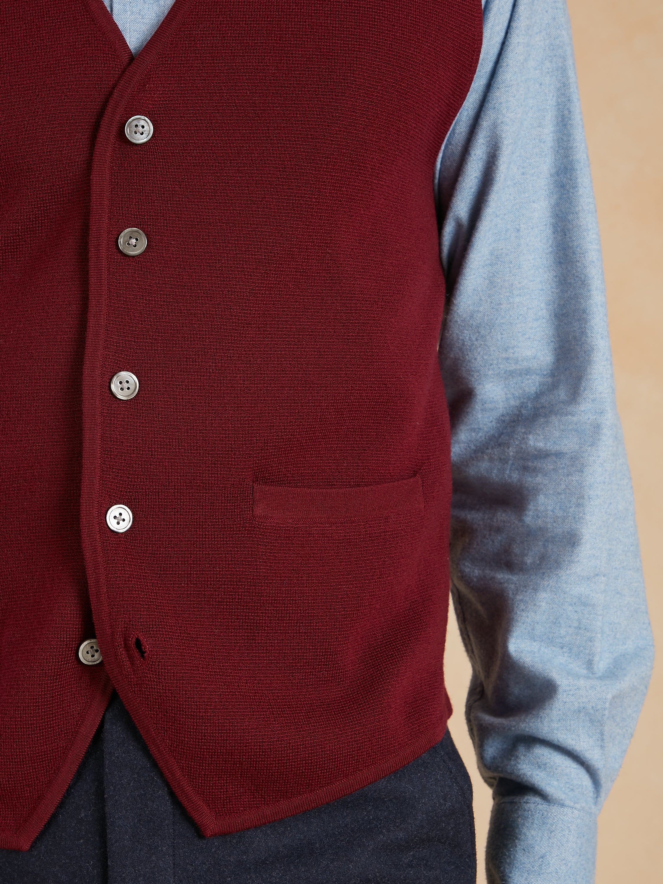 Ebury Waistcoat - Wine Fine Merino Wool - Image 2