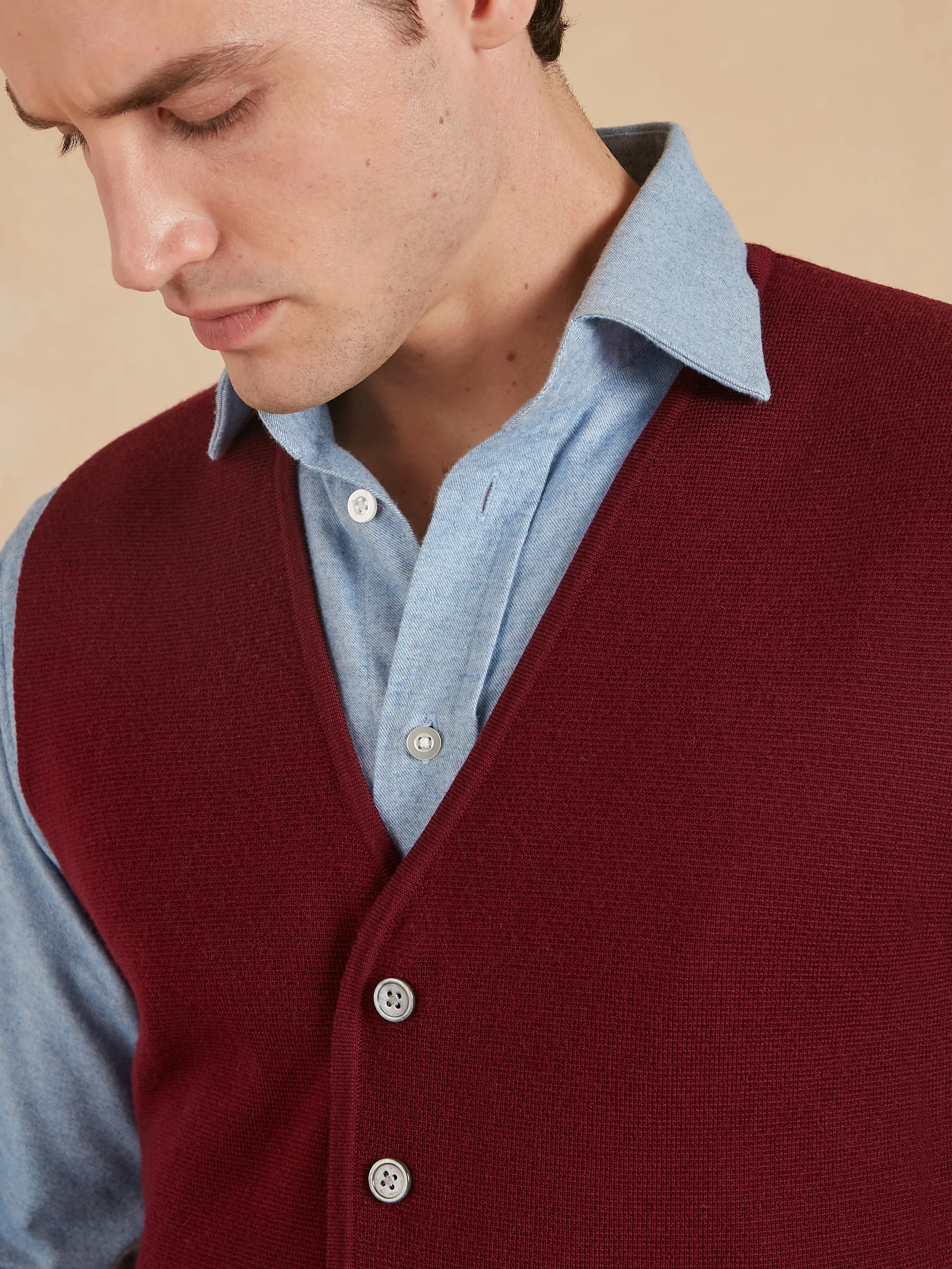 Ebury Waistcoat - Wine Fine Merino Wool - Image 3
