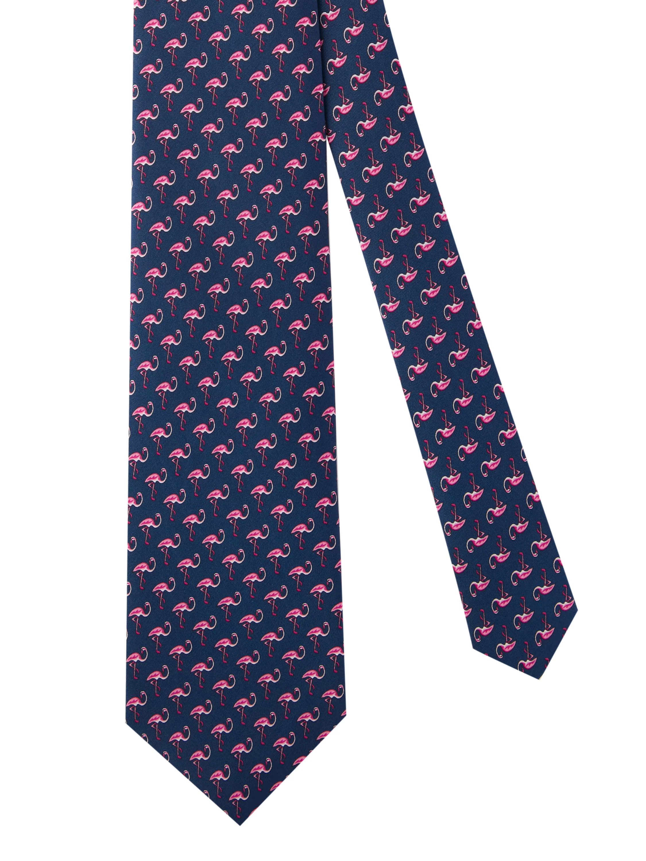 Flamingo Silk Tie - Navy - Image 2