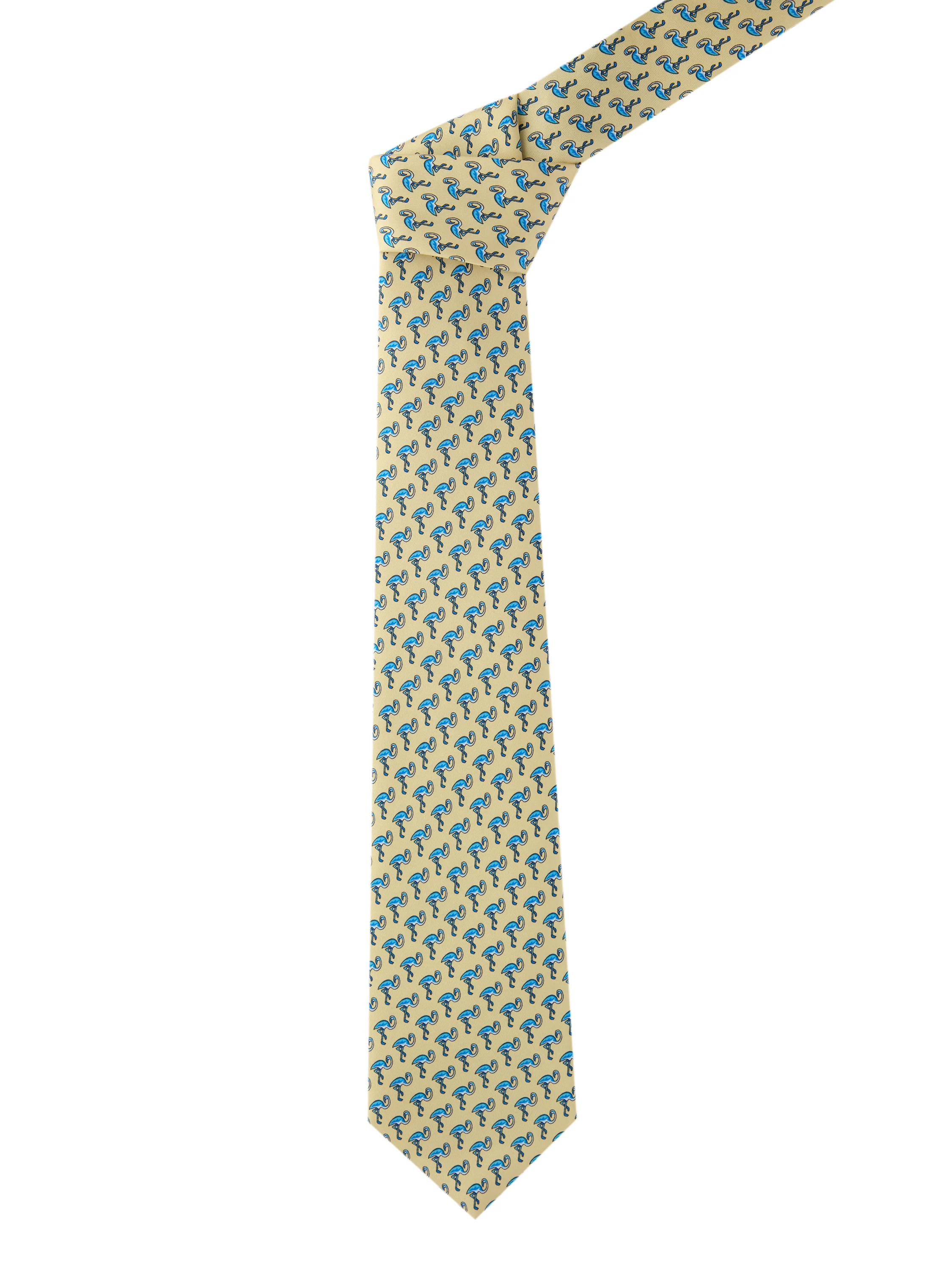 Flamingo Silk Tie - Pale Yellow