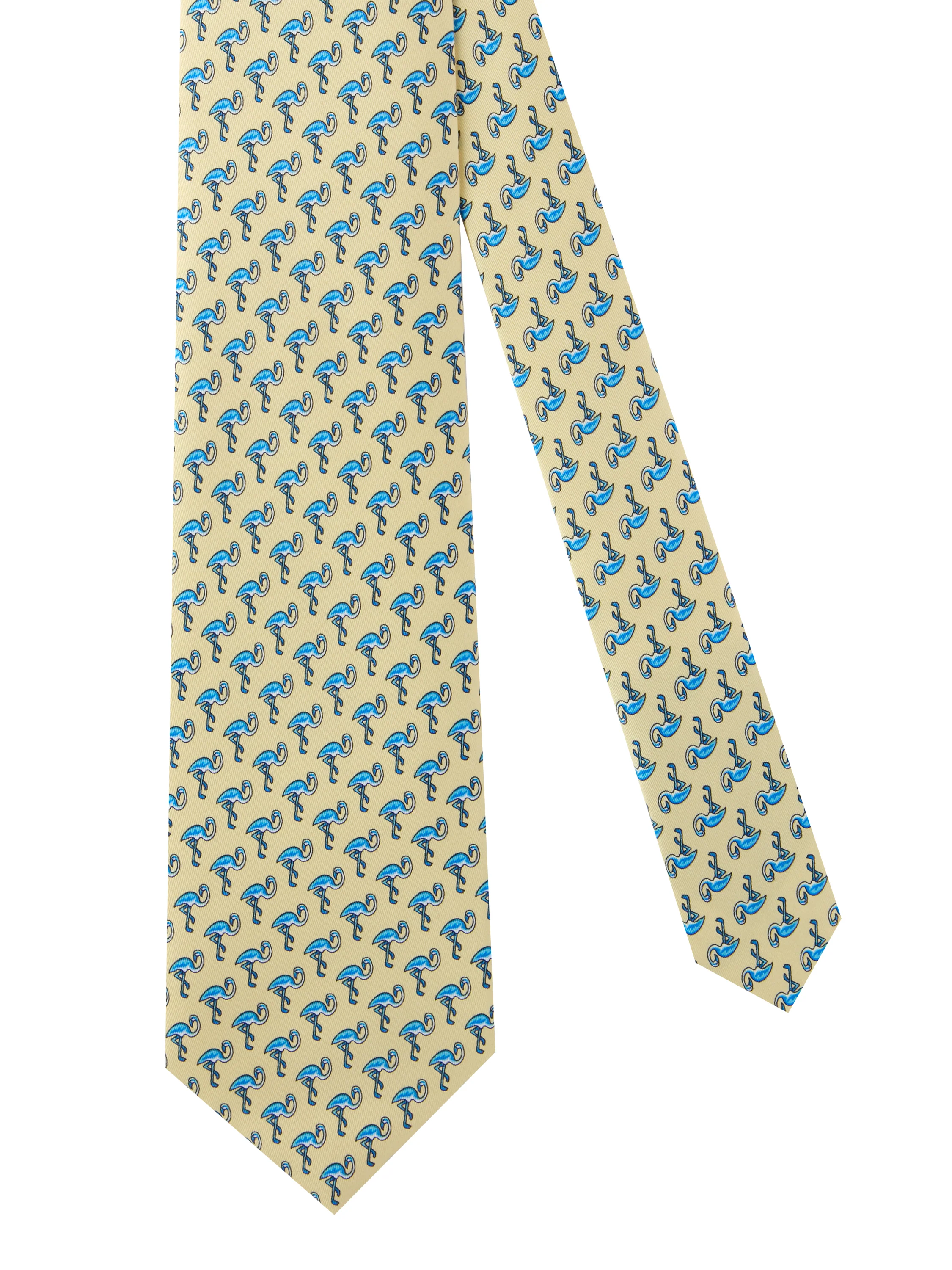 Flamingo Silk Tie - Pale Yellow - Image 2