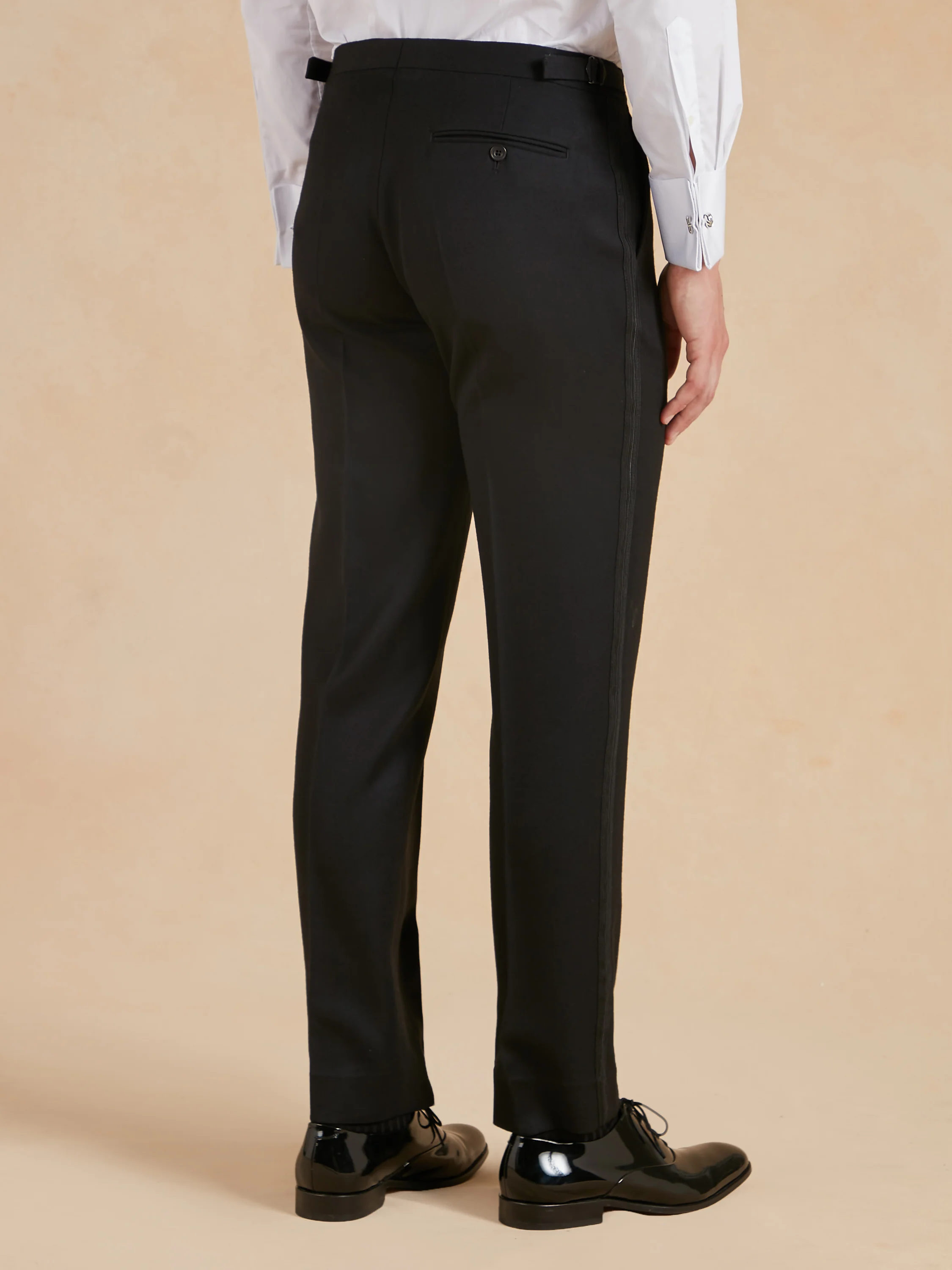 Flat Front Dinner Trousers - Black Barathea - Image 3