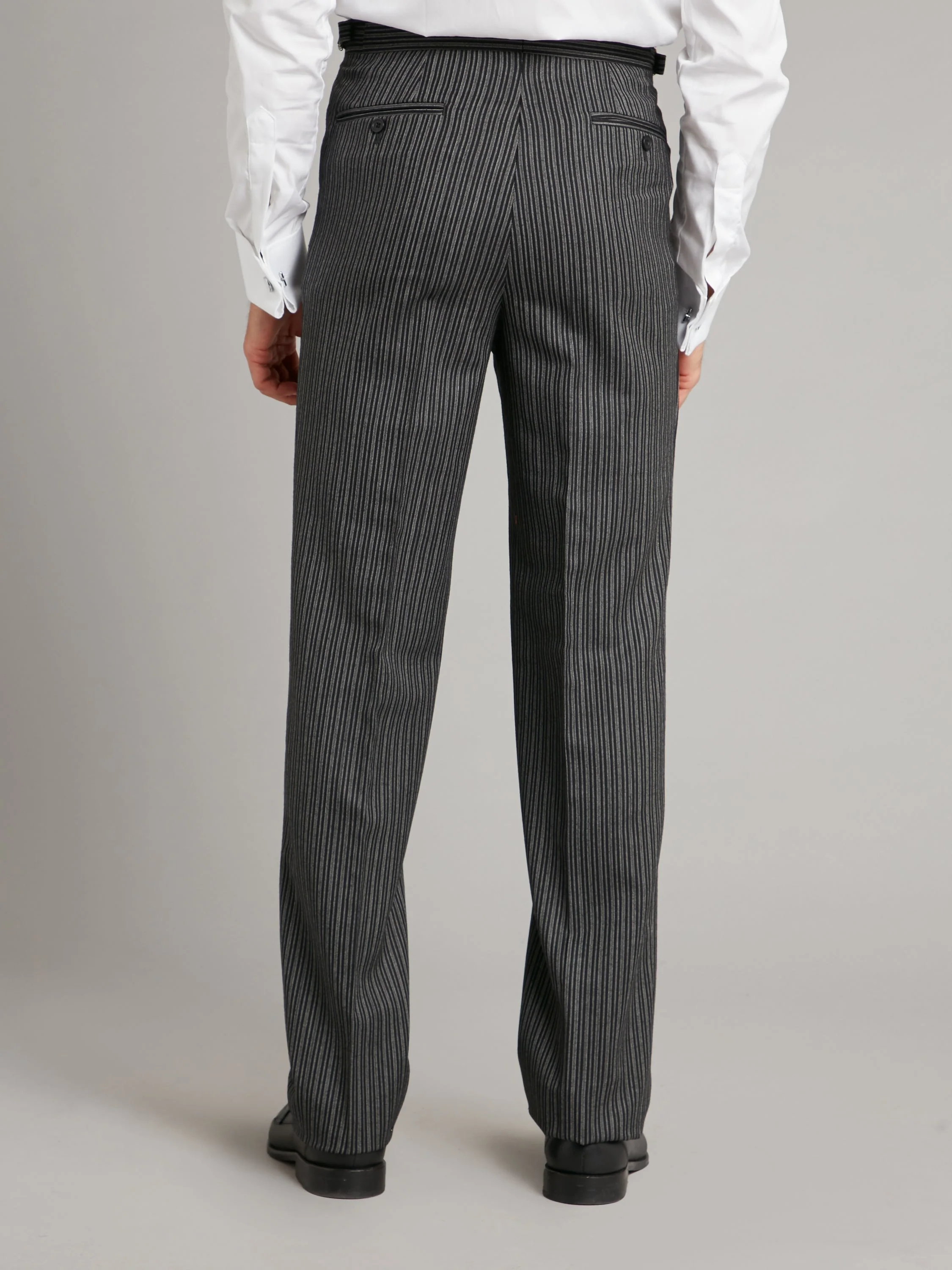 Flat Front Luxury Morning Trousers - Black, Grey - Image 3