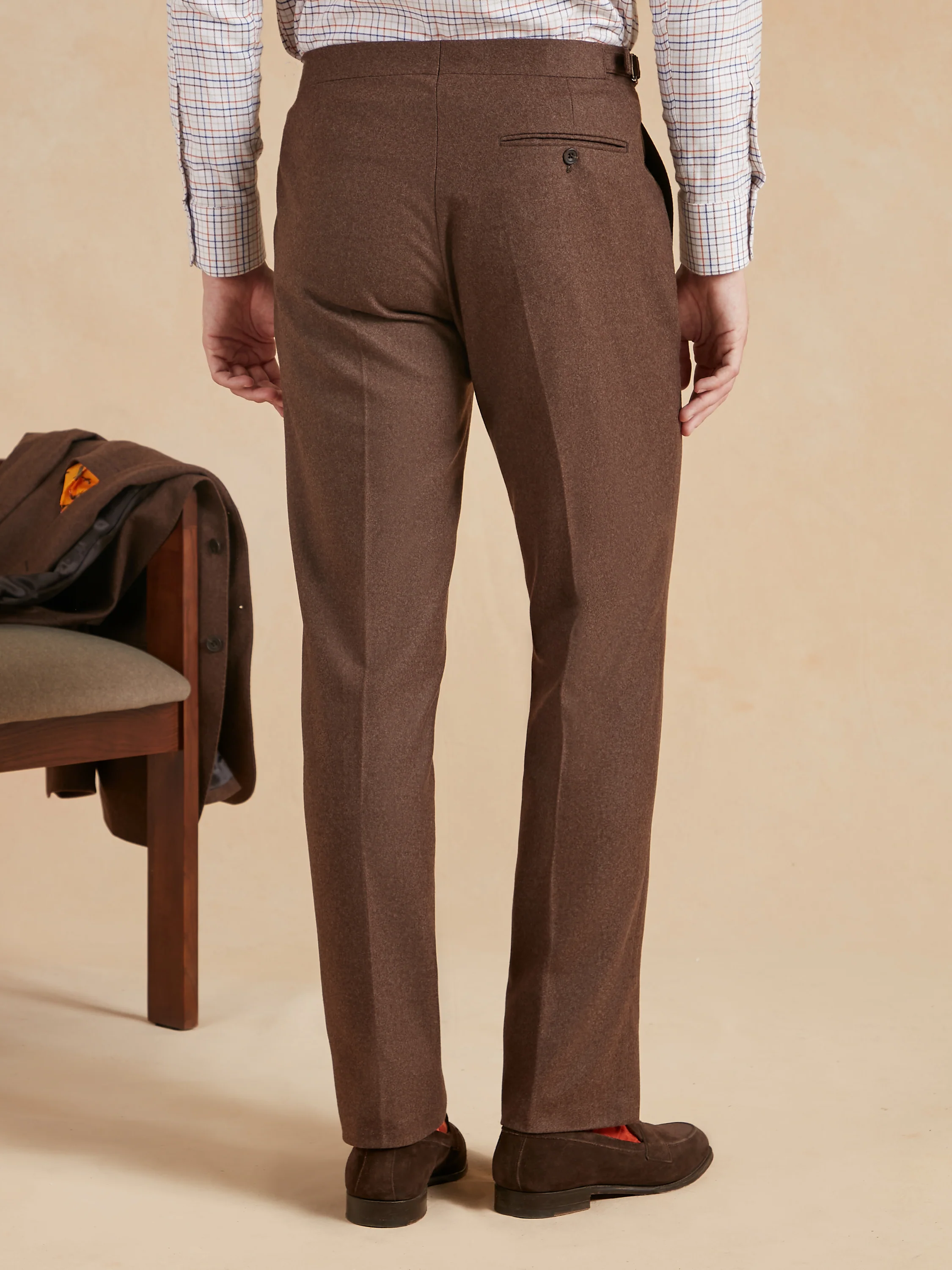 Flat Front Trousers - Brown Drago Flannel - Image 3