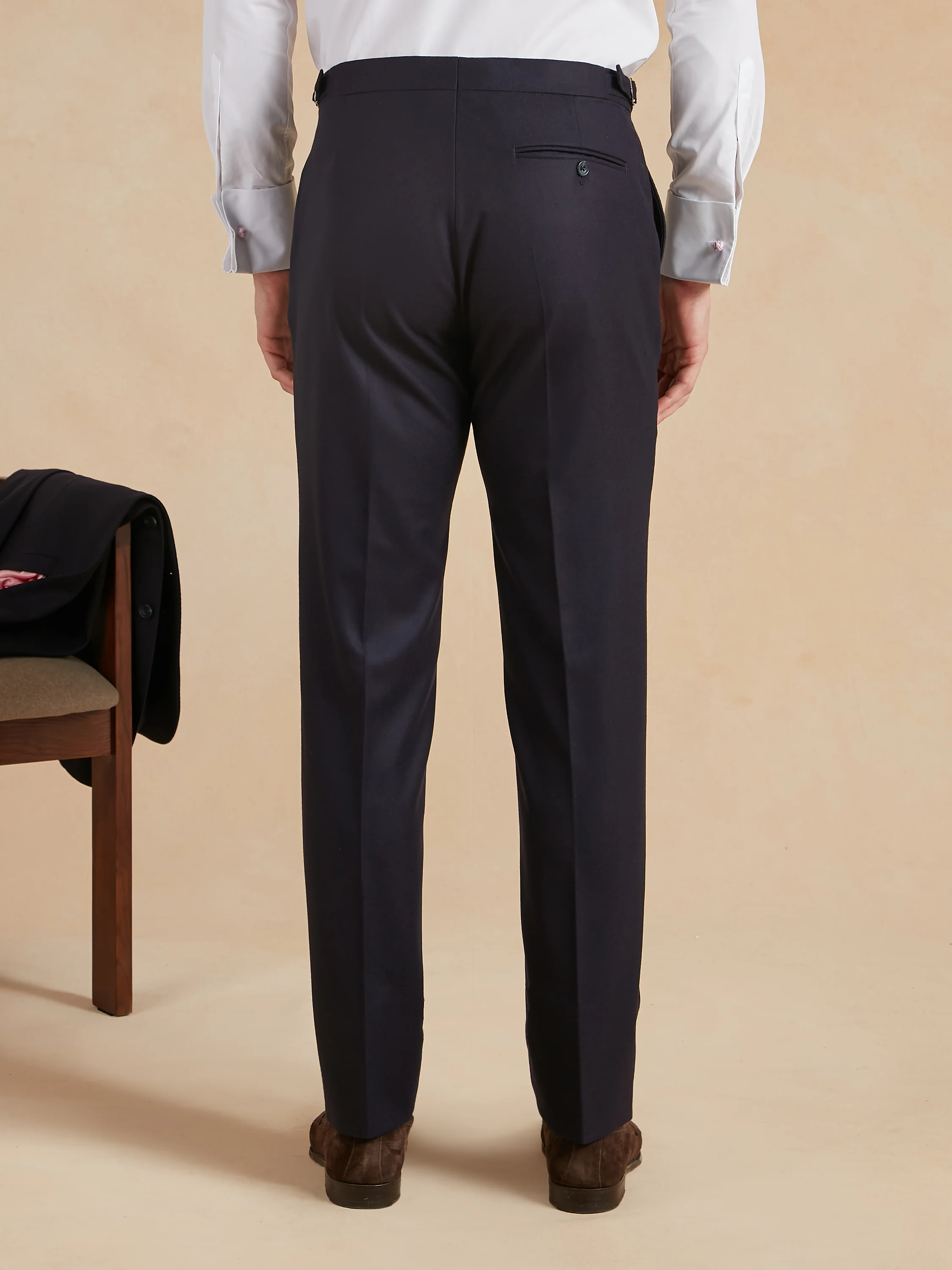 Flat Front Trousers - Navy Drago Flannel - Image 3