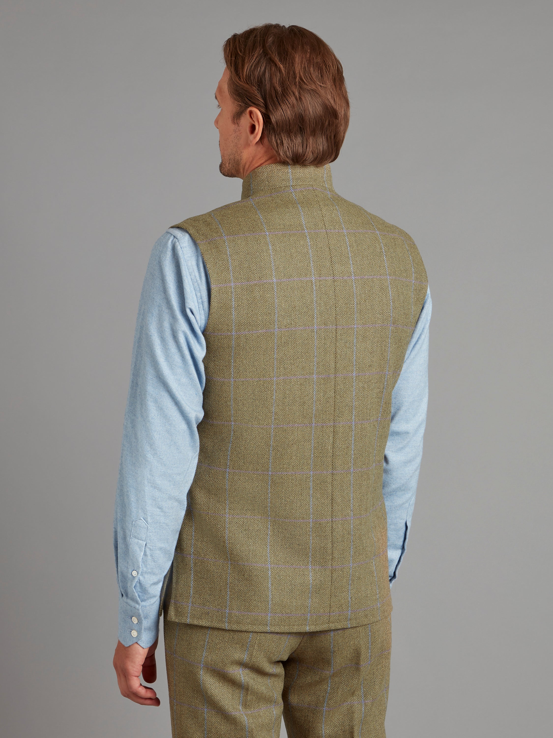 Gilet - Lavender & Brown Windowpane Tweed - Image 4