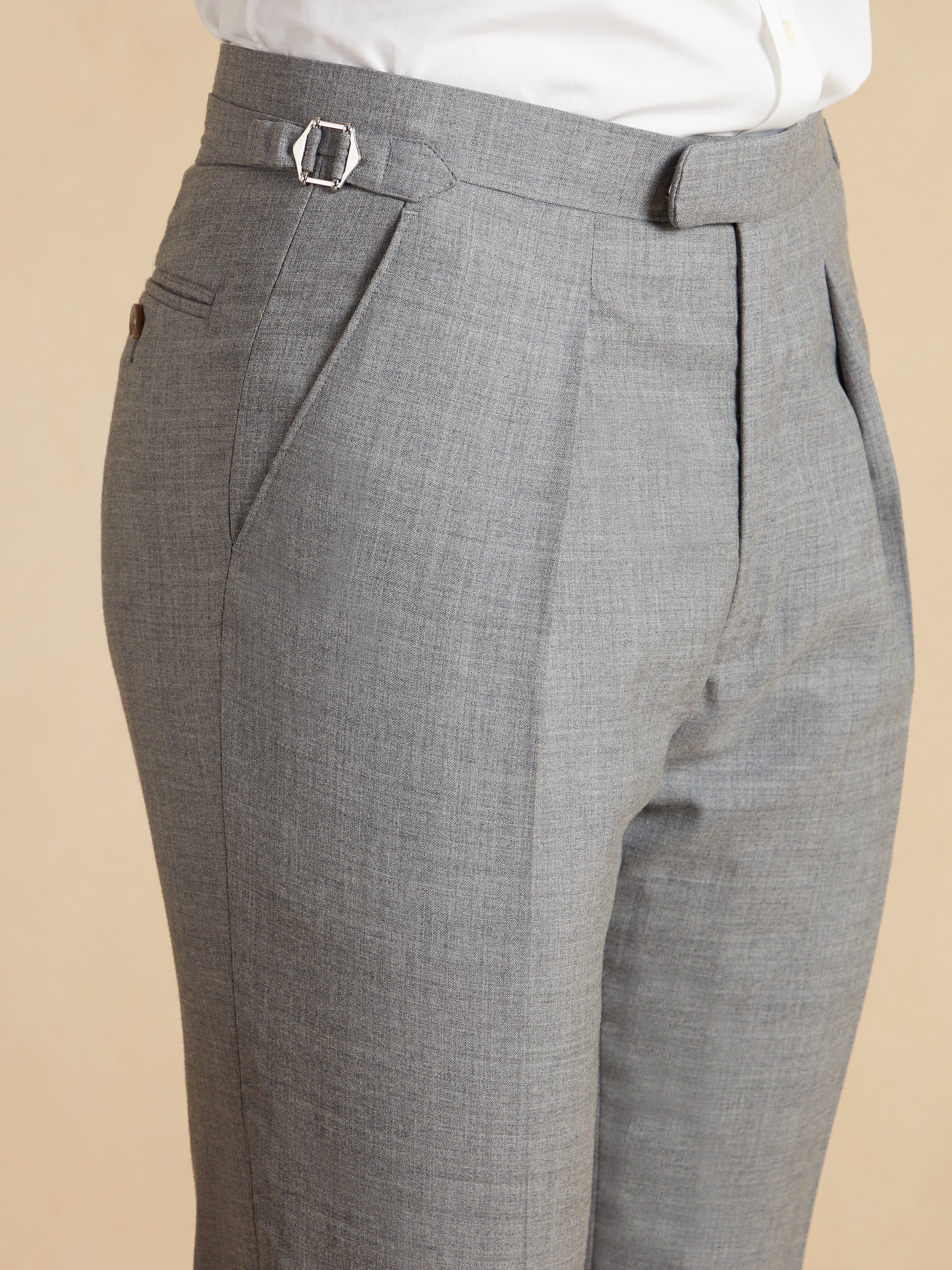 Grosvenor Fresco Wool Trousers - Mid Grey - Image 2