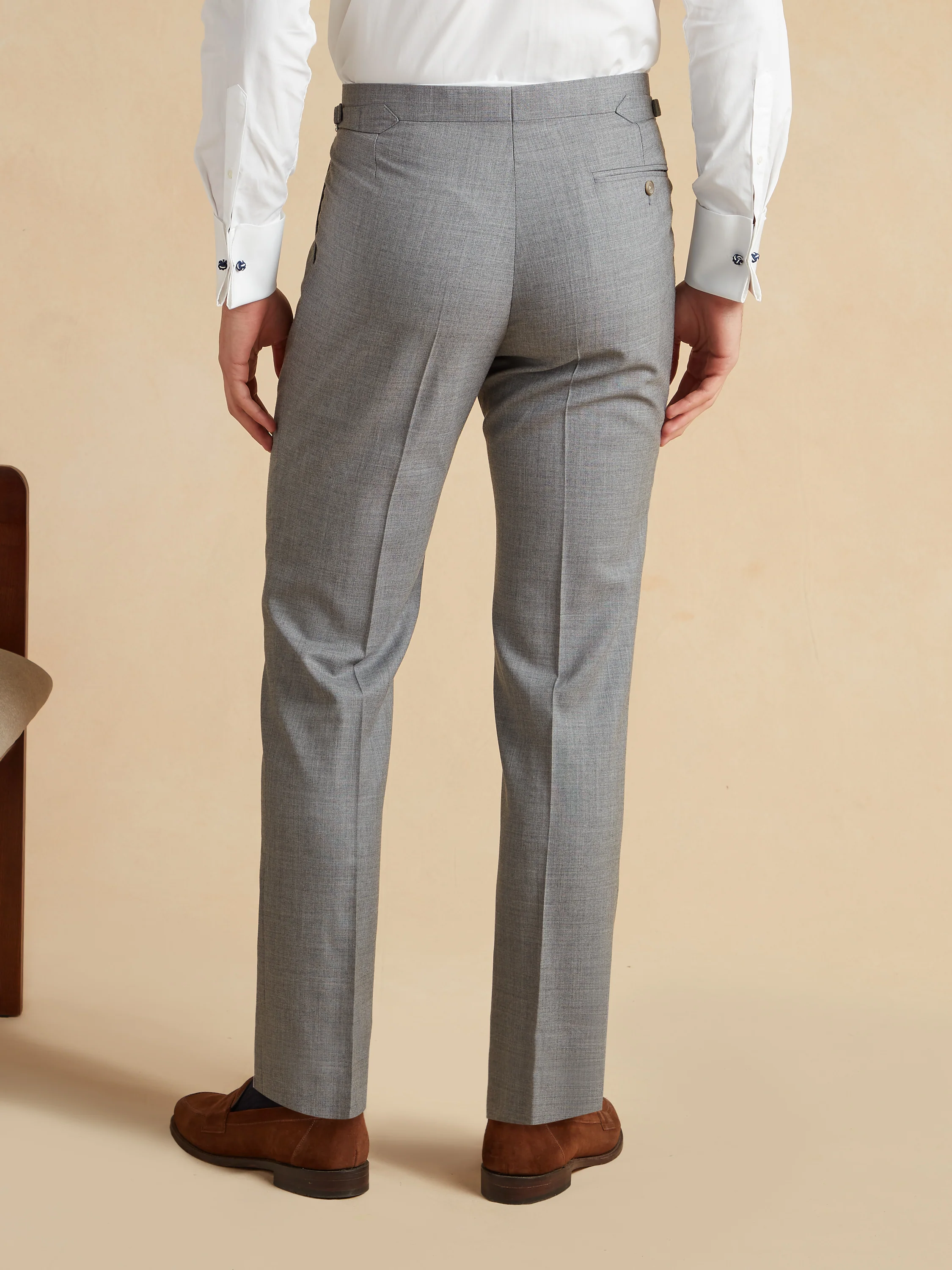 Grosvenor Fresco Wool Trousers - Mid Grey - Image 3