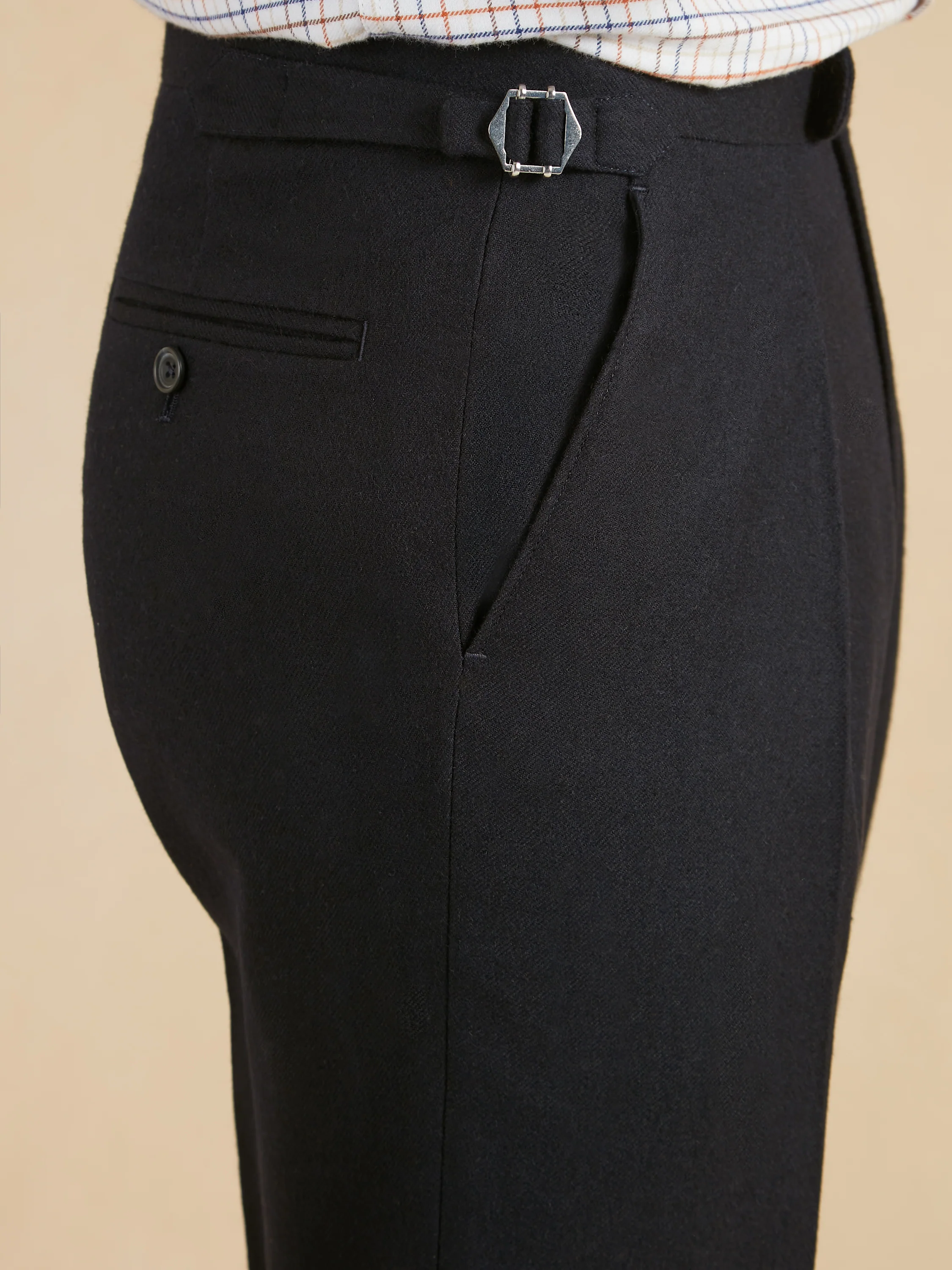 Grosvenor Pleated Wool Trousers - Navy - Image 2