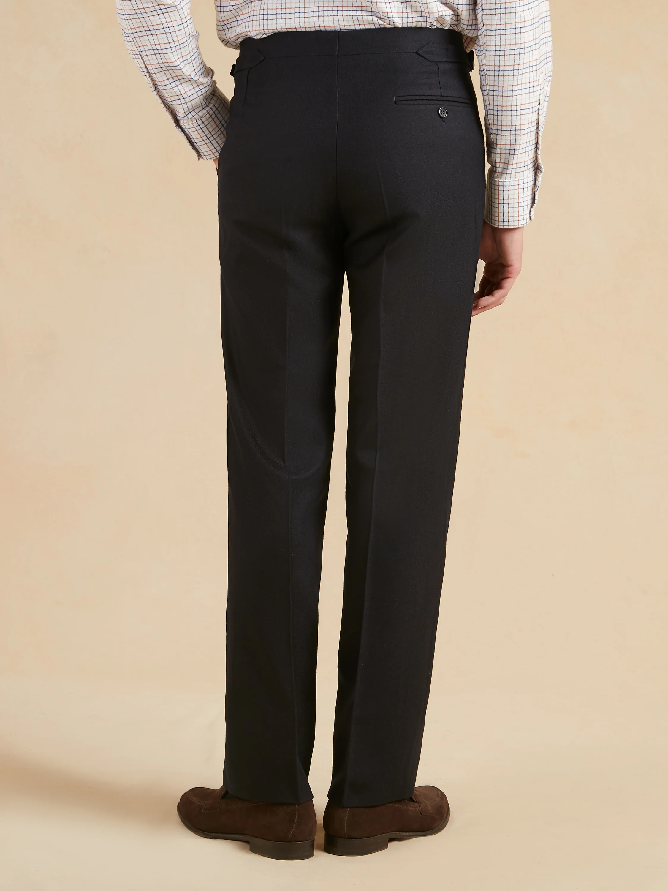 Grosvenor Pleated Wool Trousers - Navy - Image 3