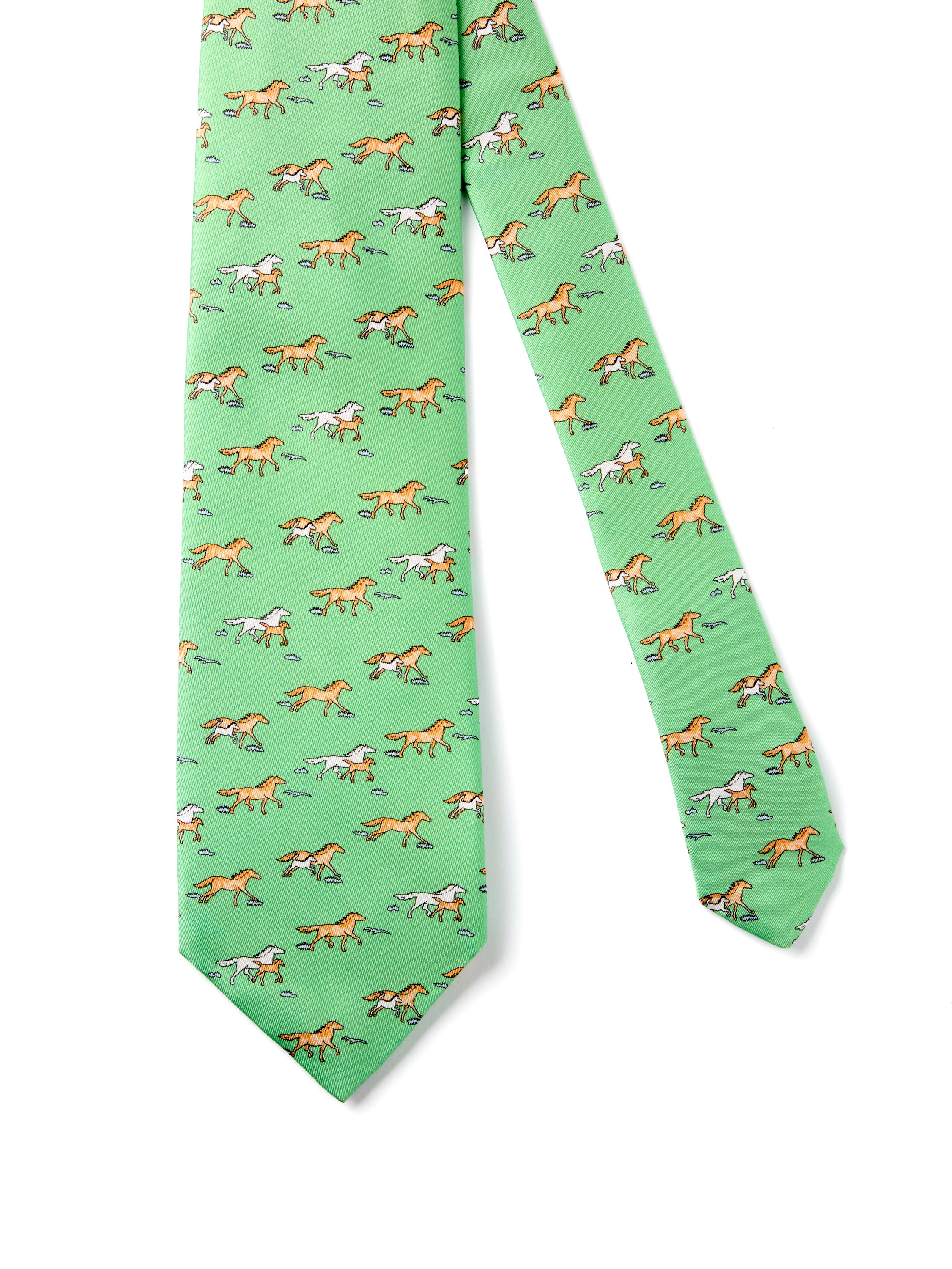 Horse & Steed Silk Tie - Light Green - Image 2