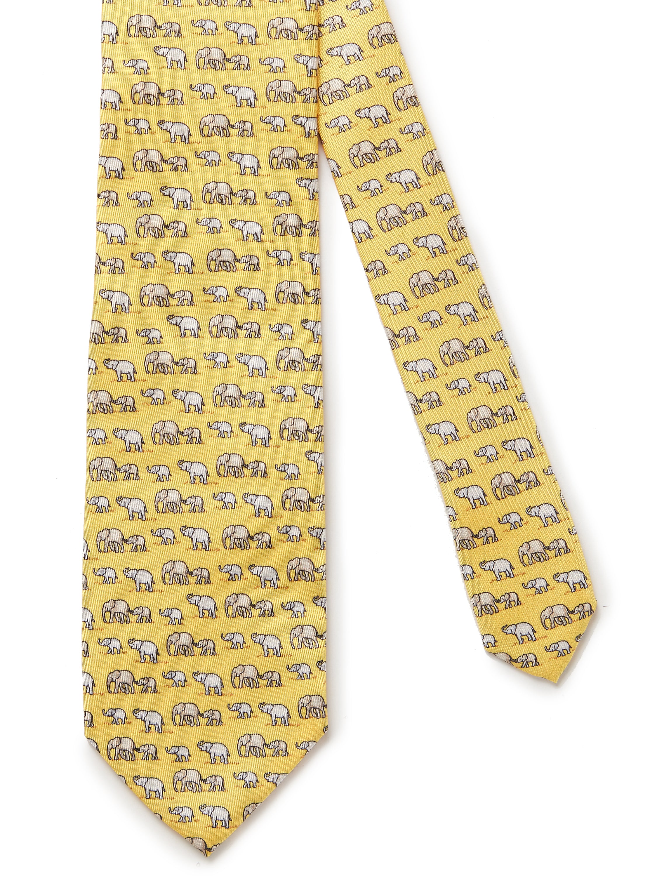 Italian Silk Elephant Tie - Yellow - Image 2
