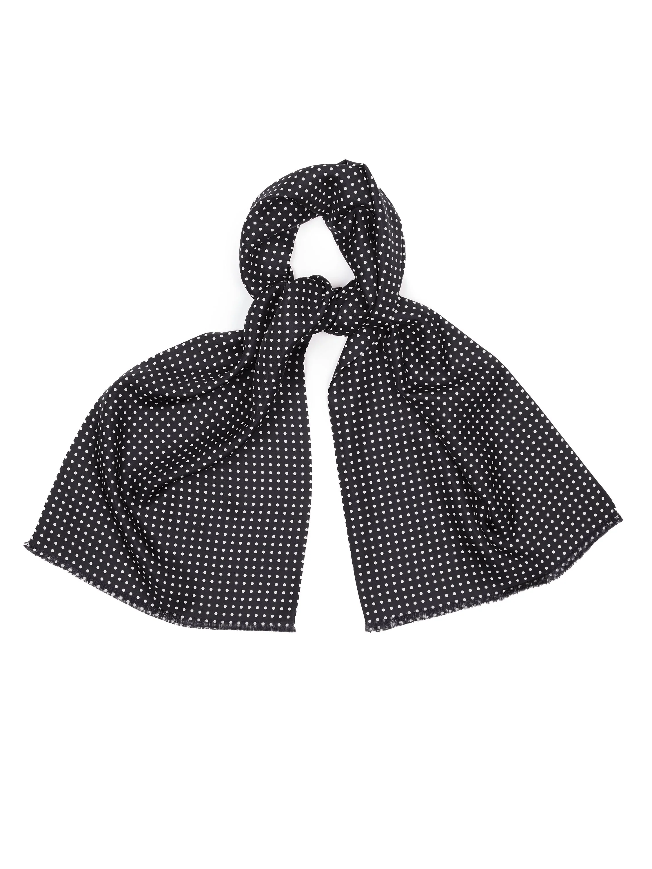 Italian Silk Tube Scarf, Polka Dot - Black/White - Image 3