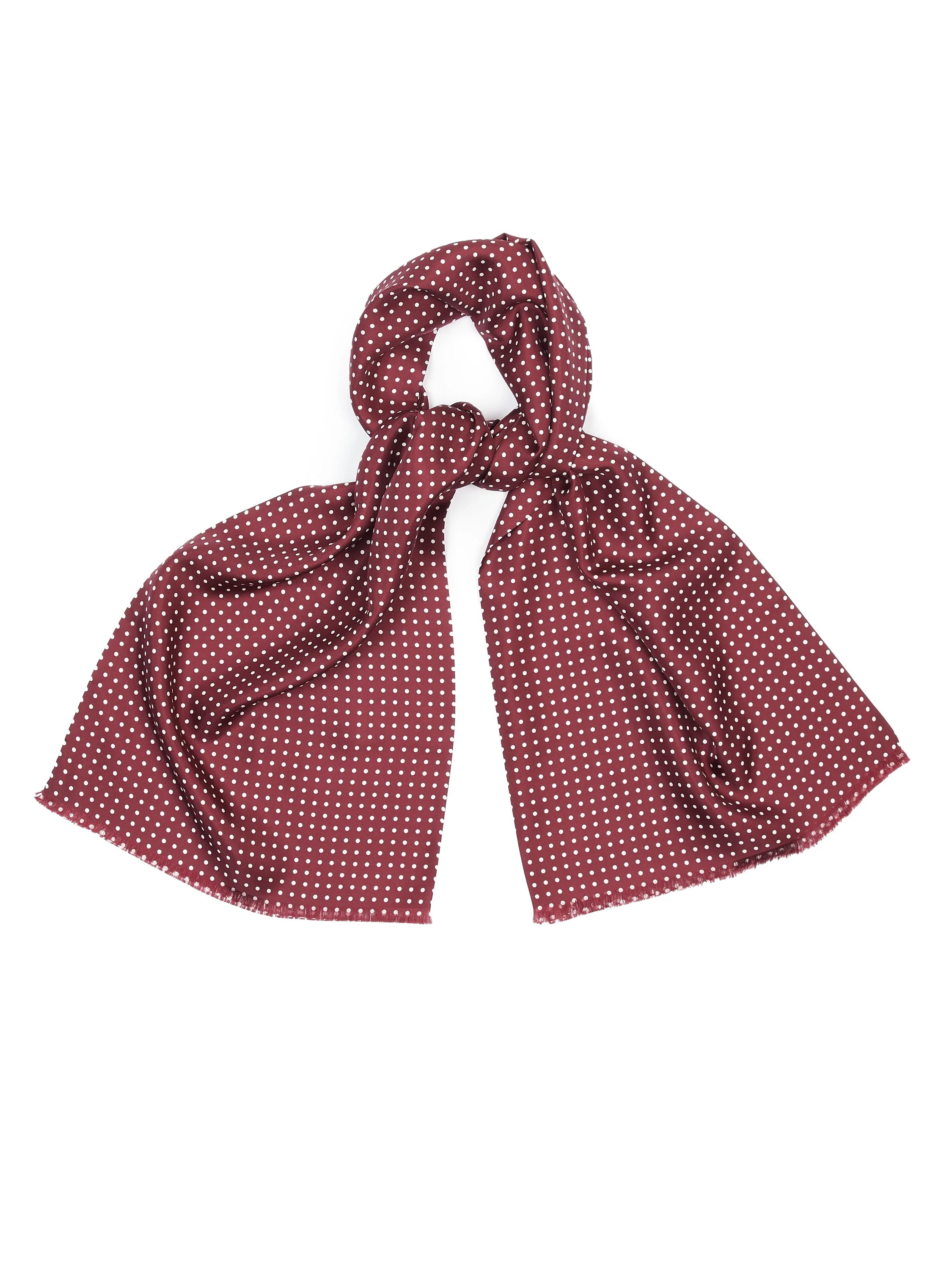 Italian Silk Tube Scarf, Polka Dot - Wine/White - Image 3