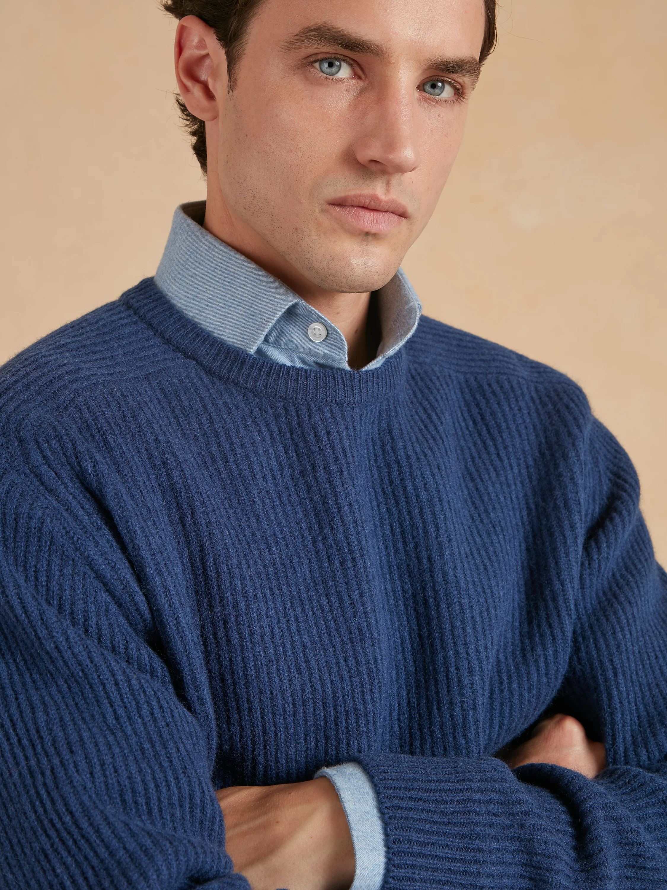 Lambswool Rib Stitch Crew Neck - Ink Blue - Image 2