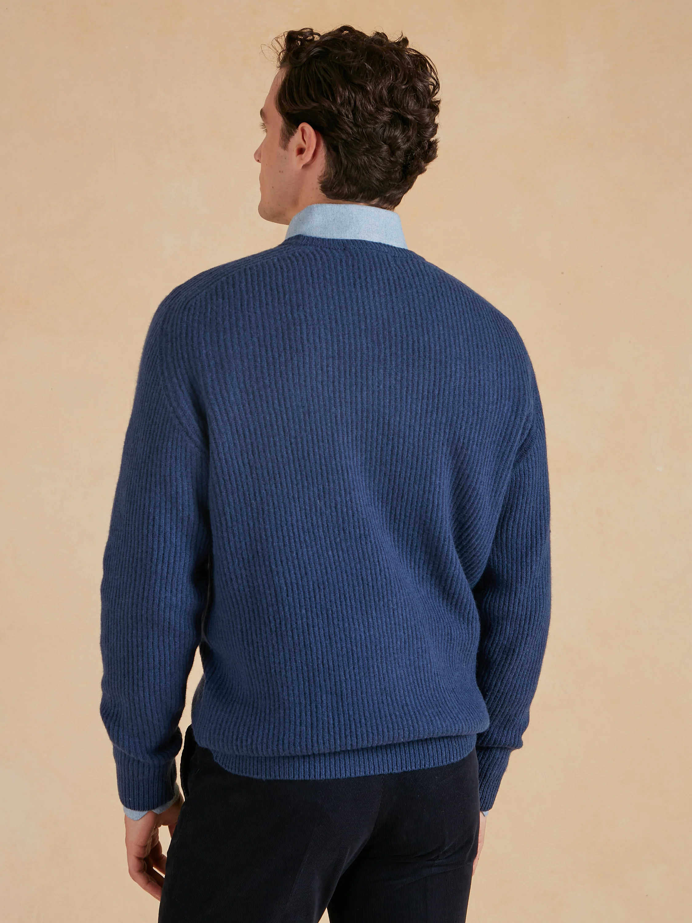Lambswool Rib Stitch Crew Neck - Ink Blue - Image 3