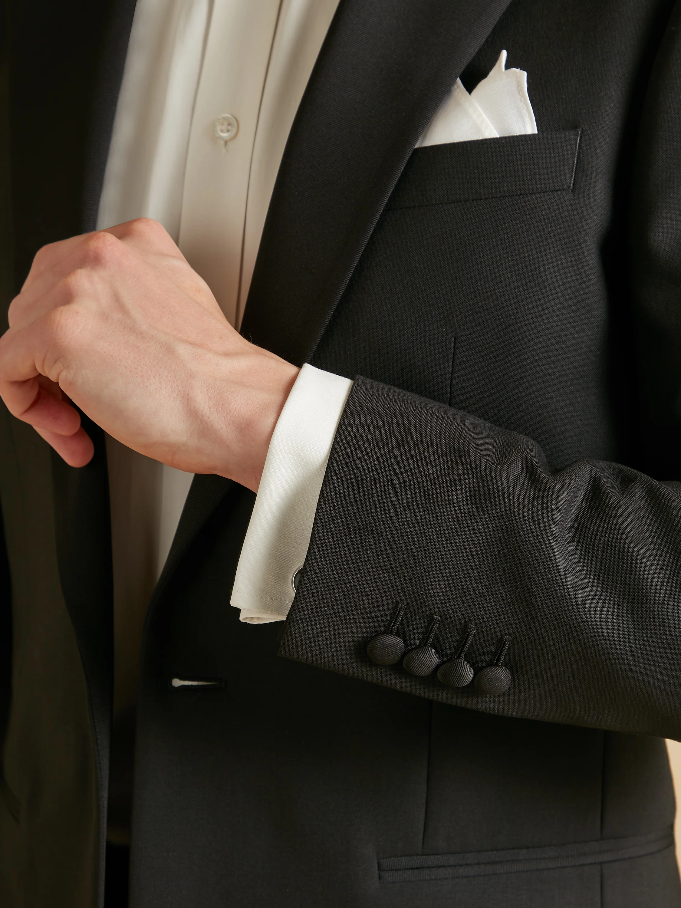 Lightweight Fresco Wool Dinner Jacket - Black - Image 4