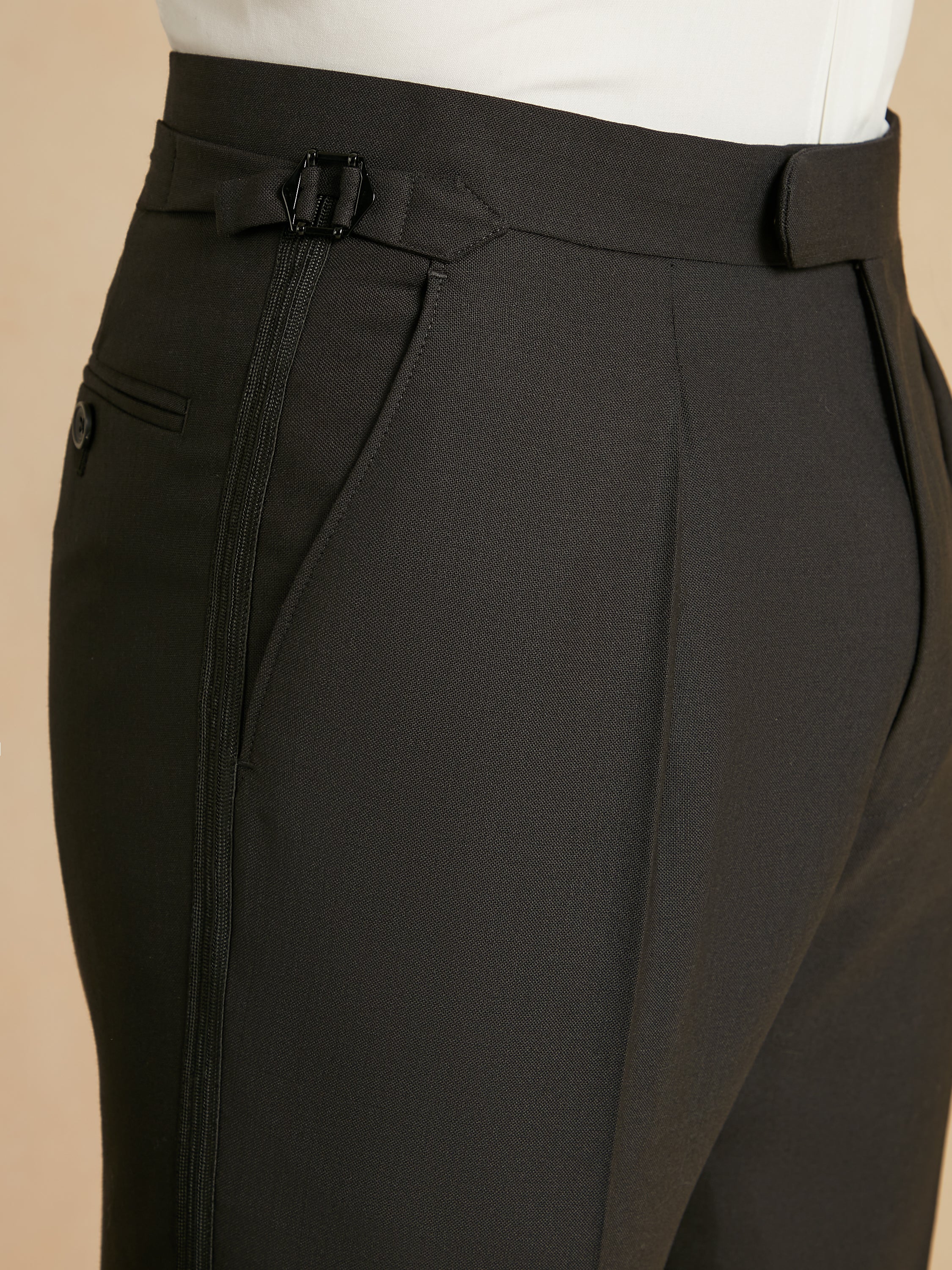 Lightweight Fresco Wool Dinner Trousers - Black - Image 2