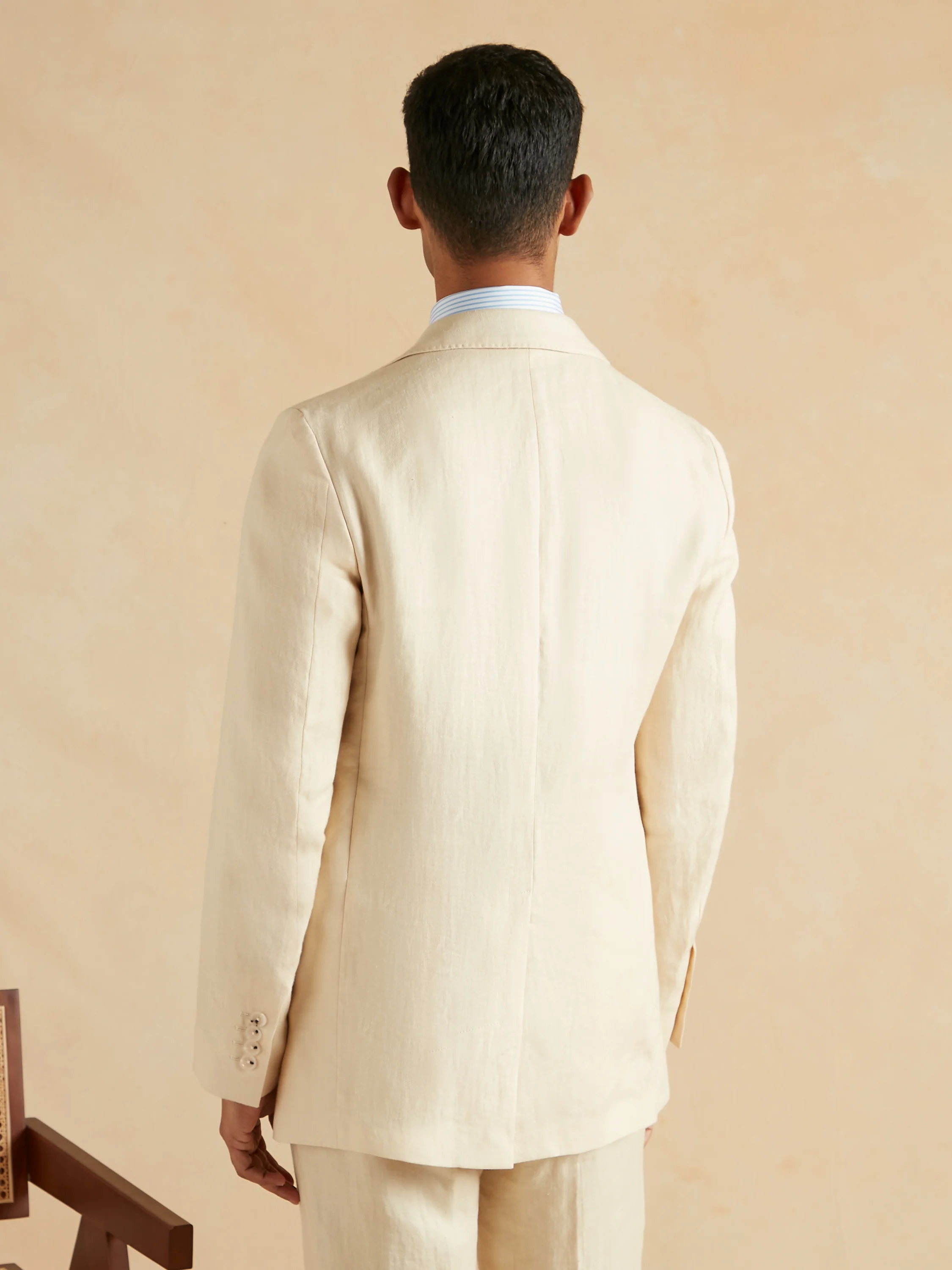 Lightweight Washed Irish Linen Suit - Sand - Image 3