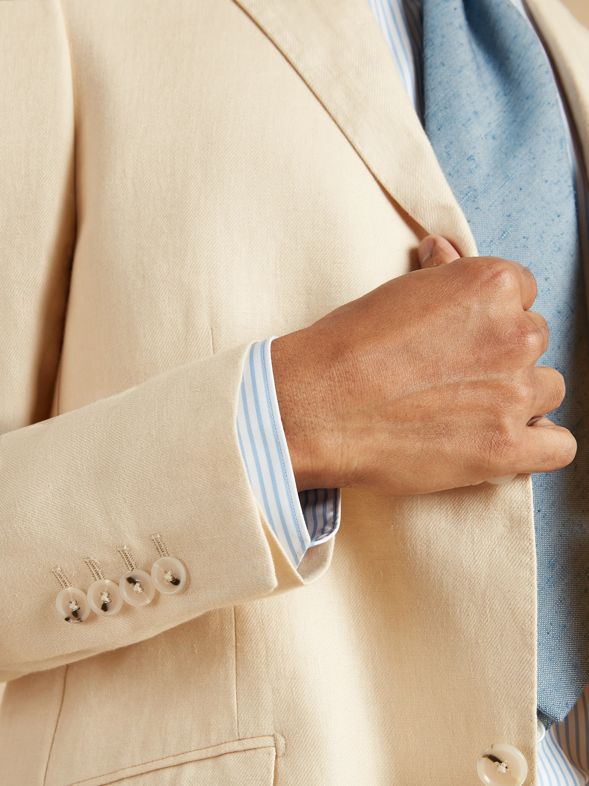 Lightweight Washed Irish Linen Suit - Sand - Image 5