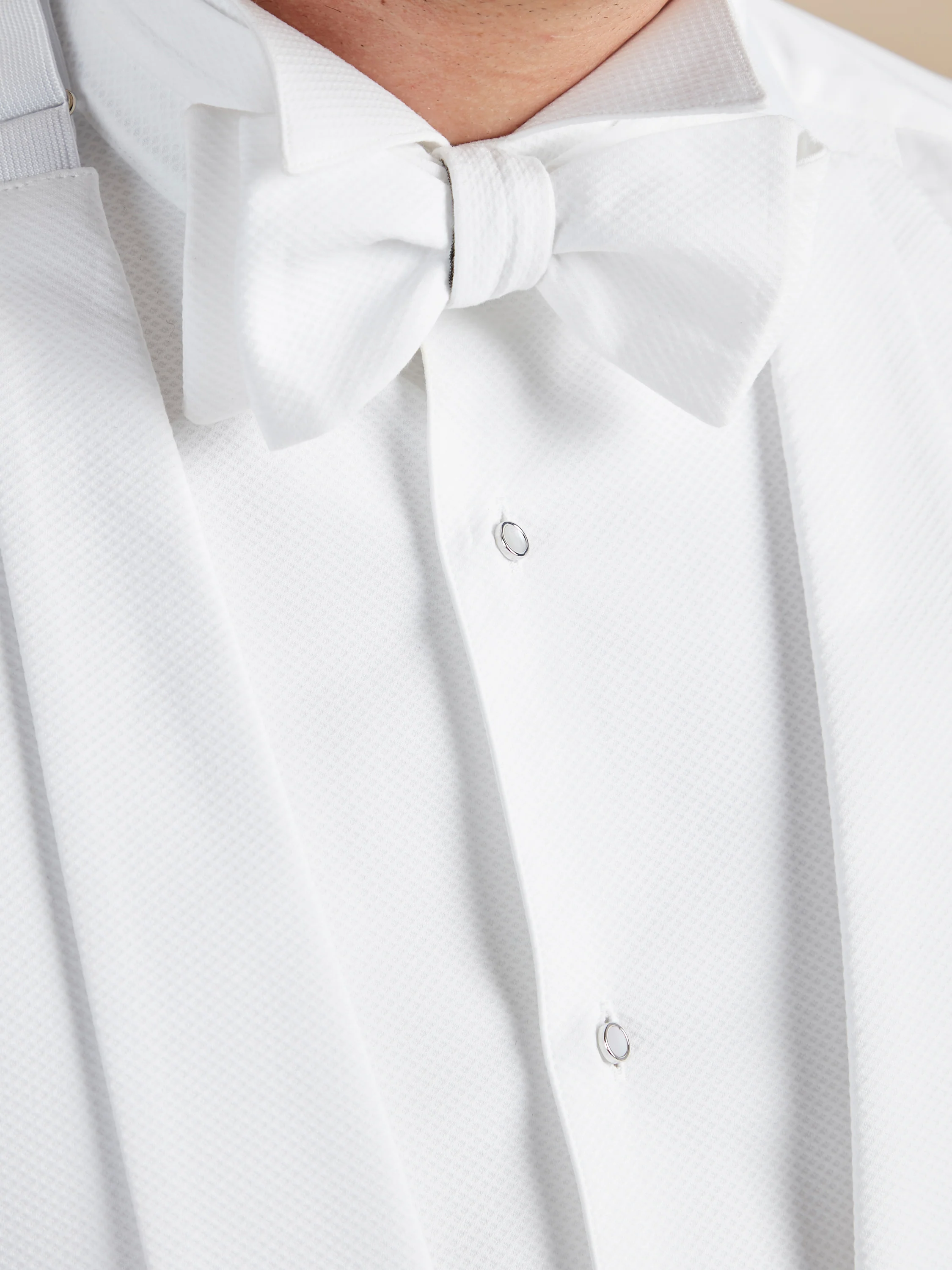 White Tie Waistcoat Hire - White Marcella Cotton - Image 3