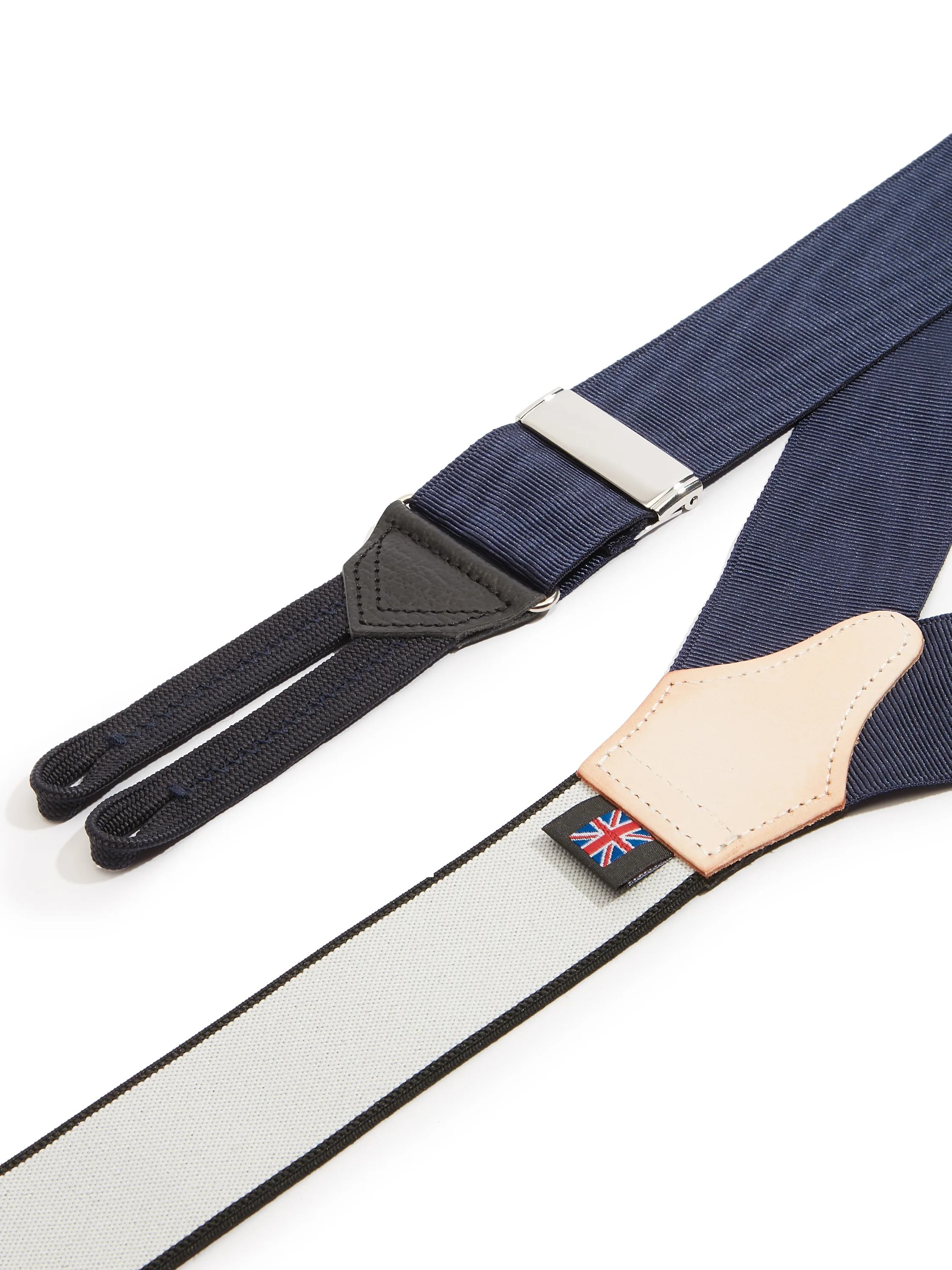 Moire Silk Braces - Navy - Image 3
