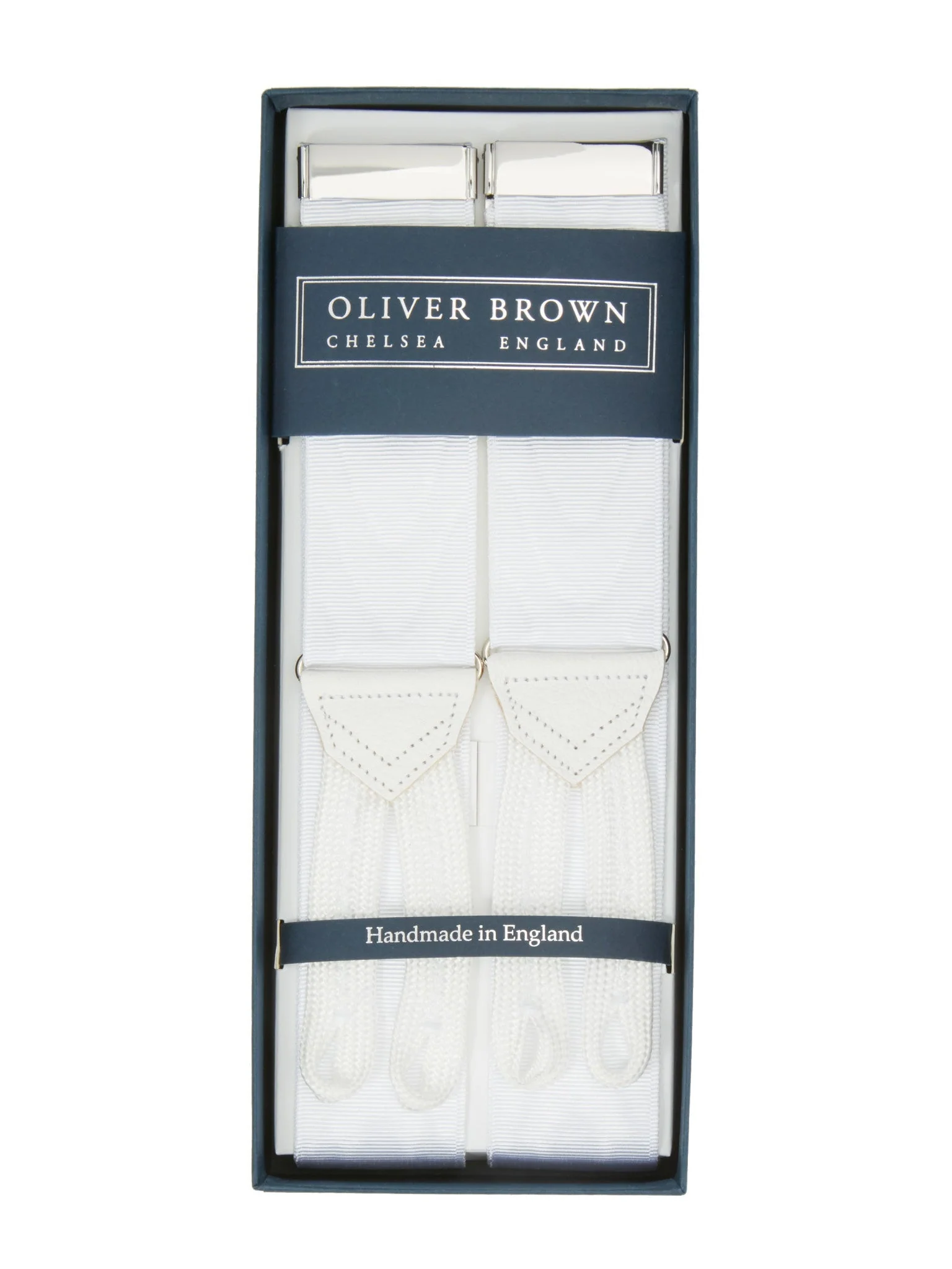 Moire Silk Braces - White - Image 3