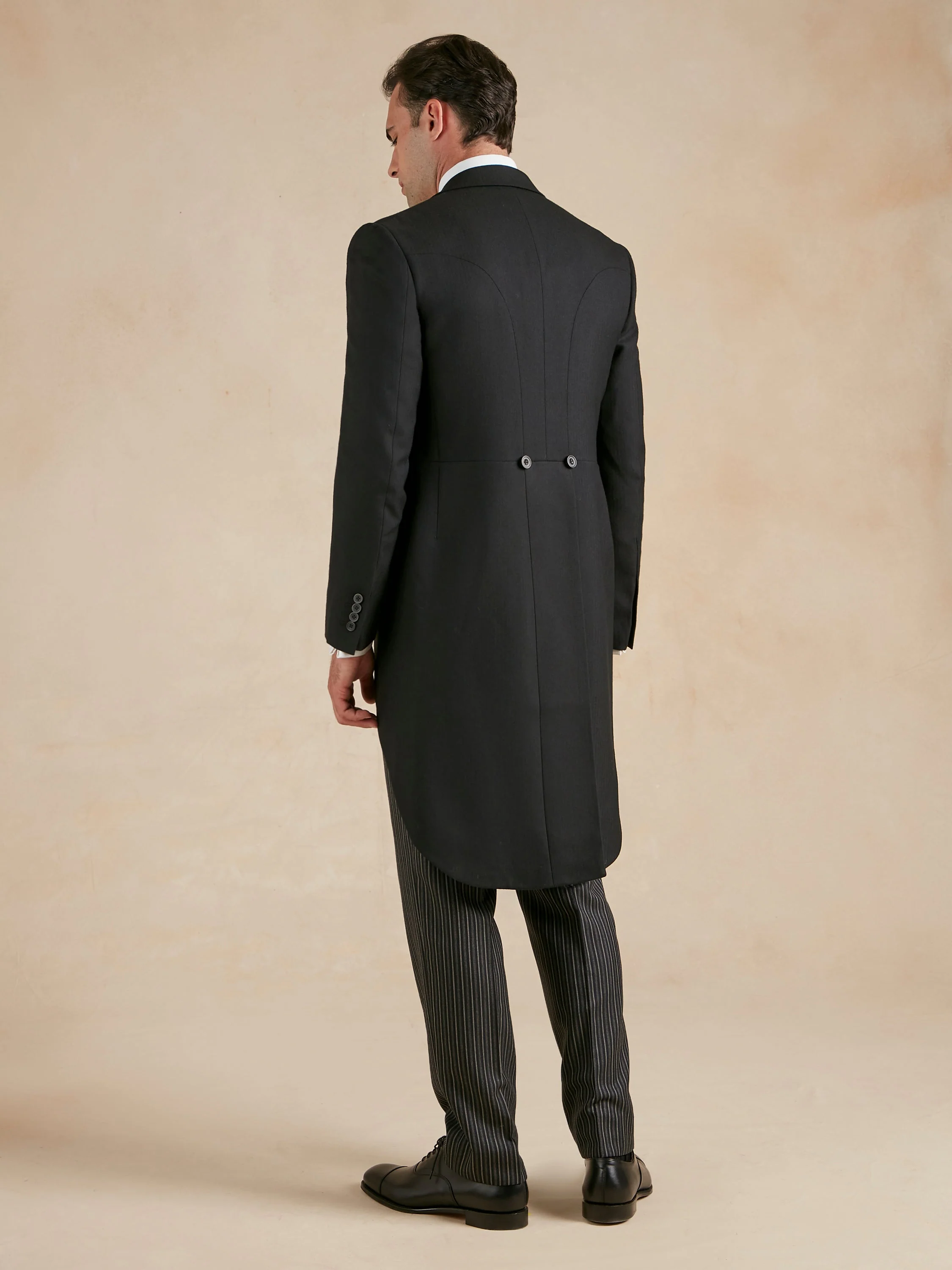 Morning Coat Hire for Royal Ascot - Black Herringbone Wool - Image 3