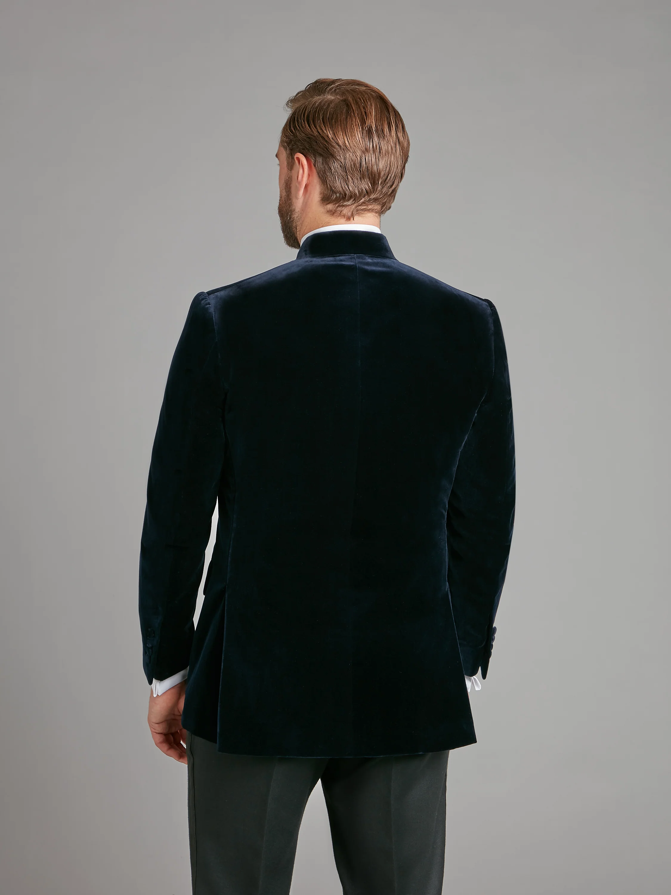 Ormonde Smoking Jacket - Navy Velvet - Image 5