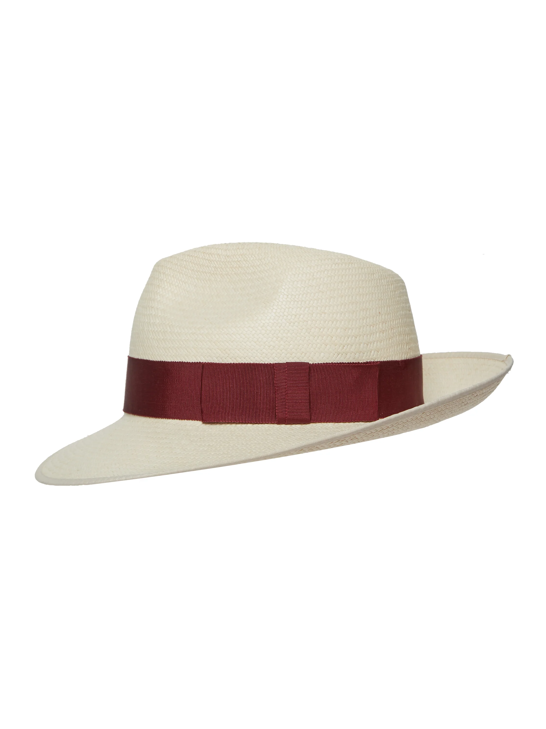 Panama Hat Semi Down Brim - Burgundy Band - Image 3