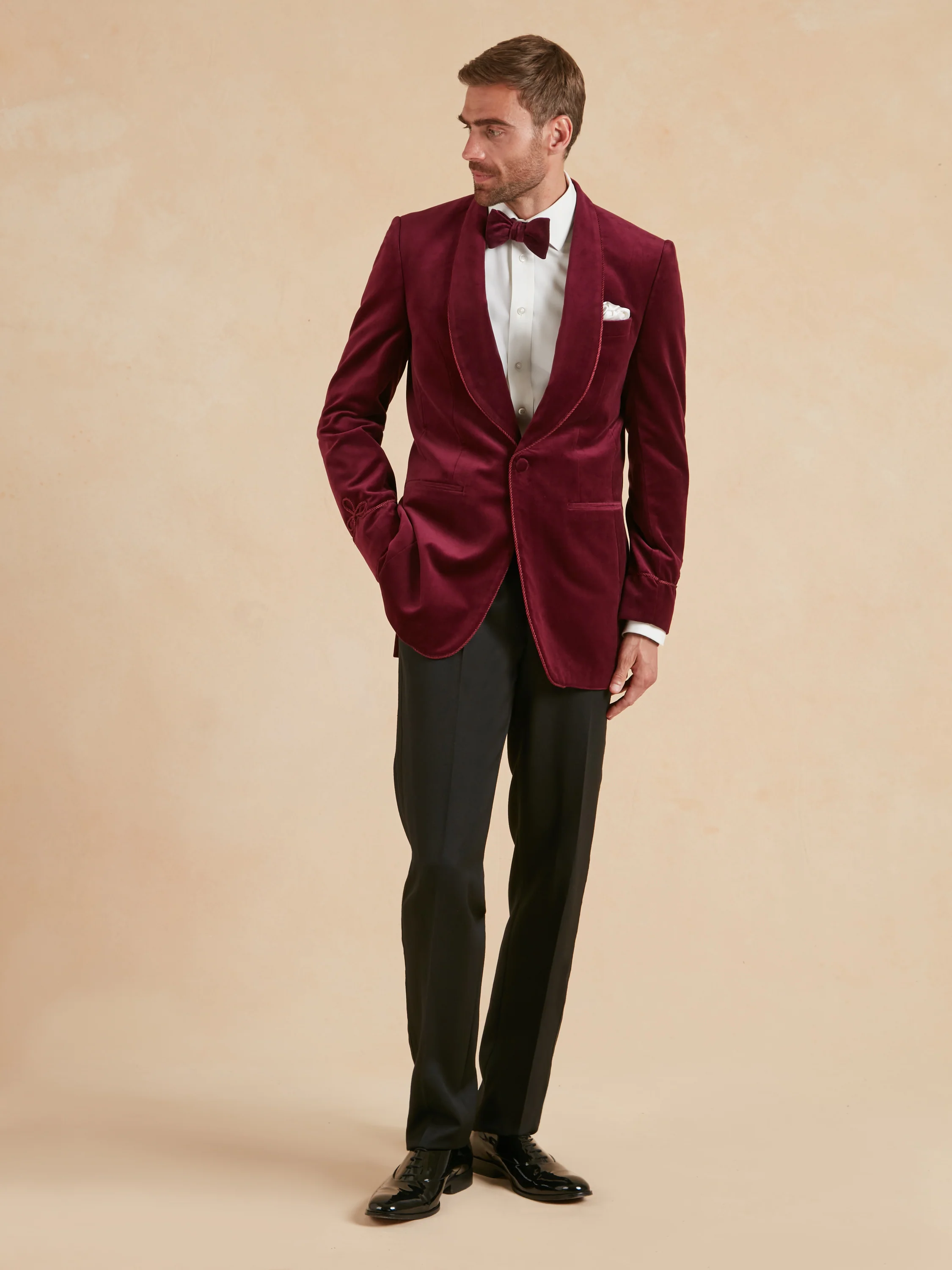 Pembroke Smoking Jacket - Burgundy Velvet - Image 2