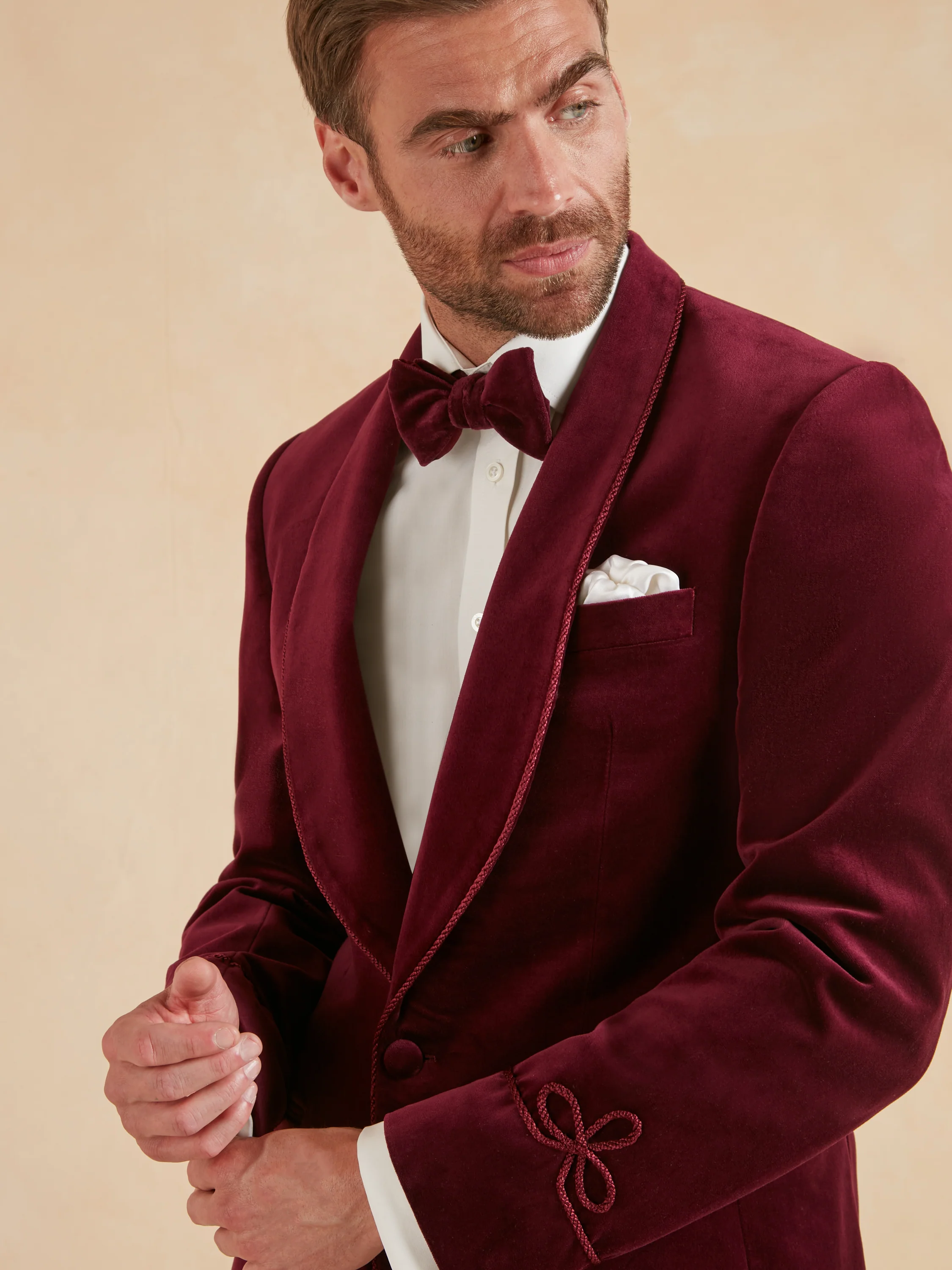 Pembroke Smoking Jacket - Burgundy Velvet - Image 3