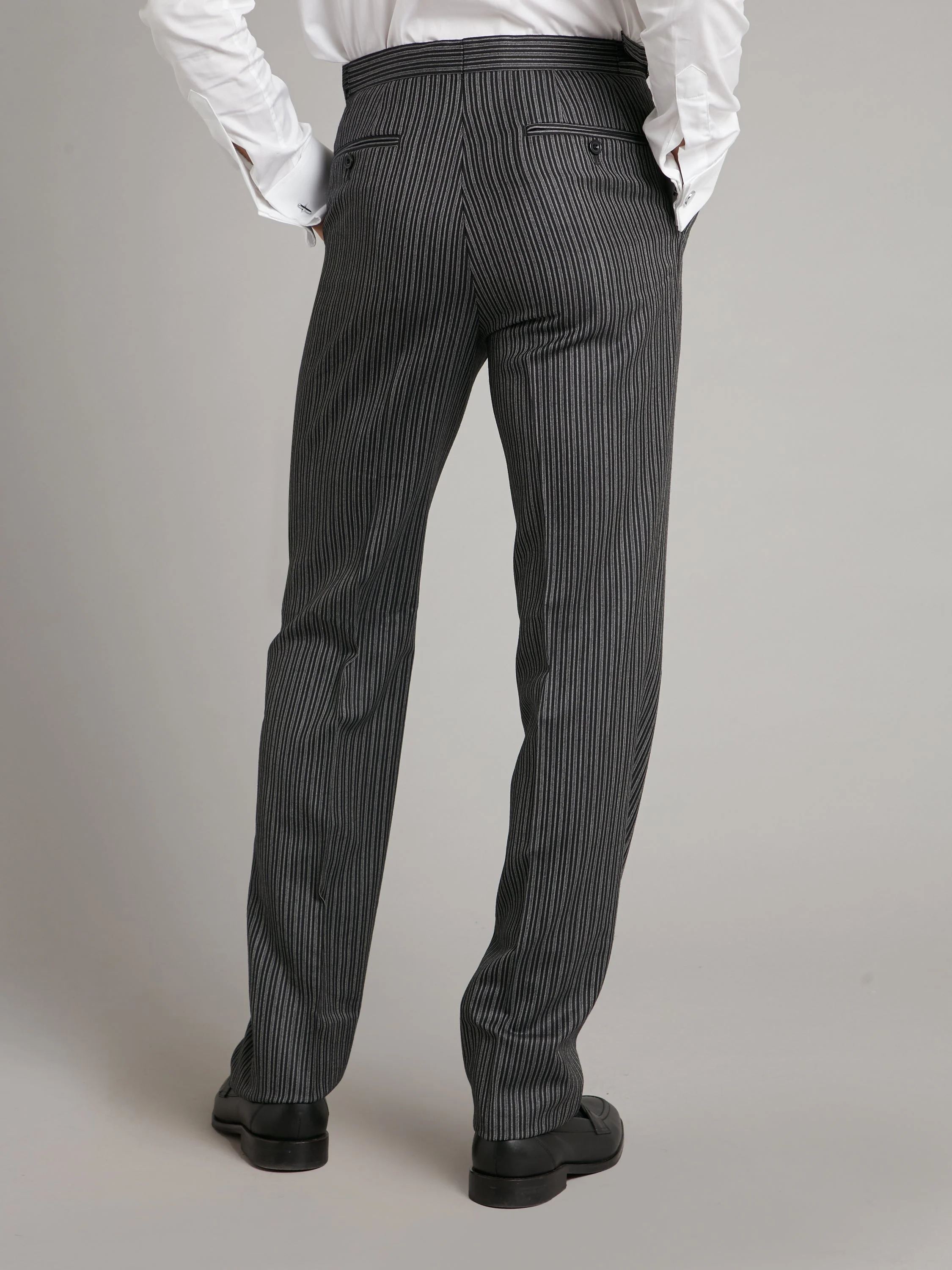 Pleated Luxury Morning Trousers - Black, Grey - Image 3