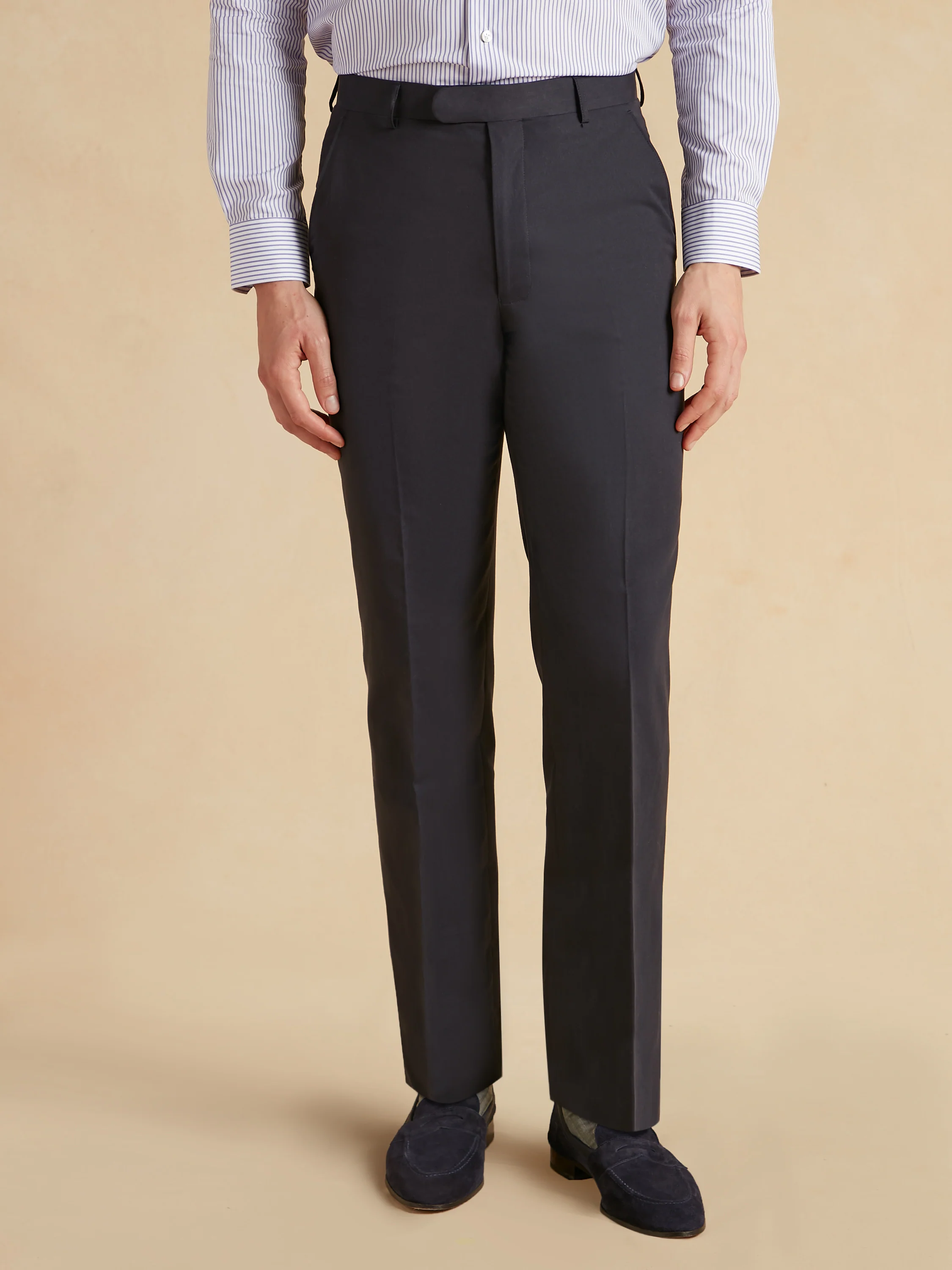 Pleated Trousers Kapok Cotton - Navy