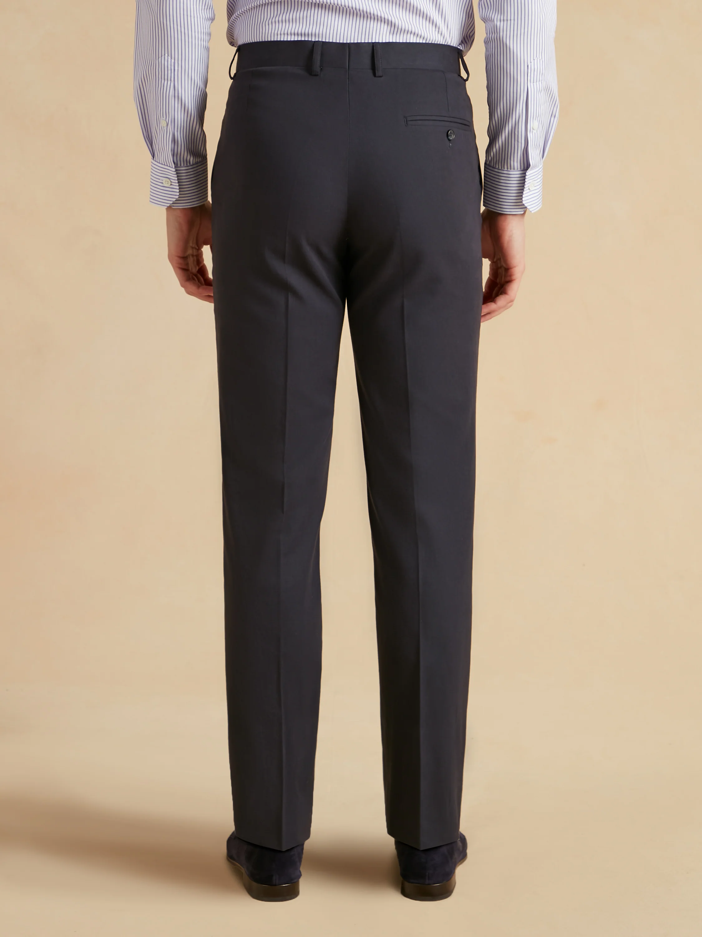 Pleated Trousers Kapok Cotton - Navy - Image 3