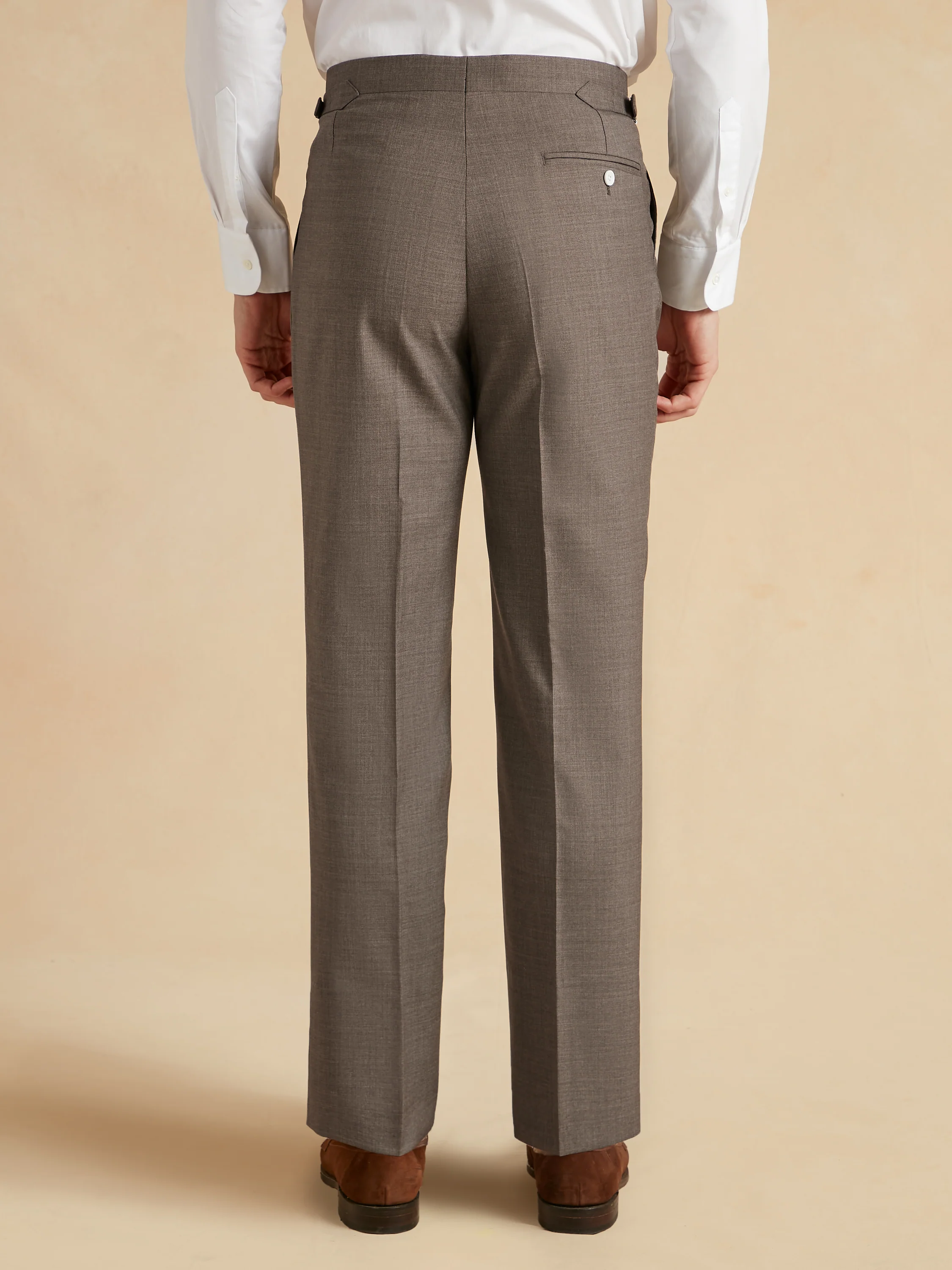 Pleated Trousers Rustic Tropical Wool - Brown - Image 3