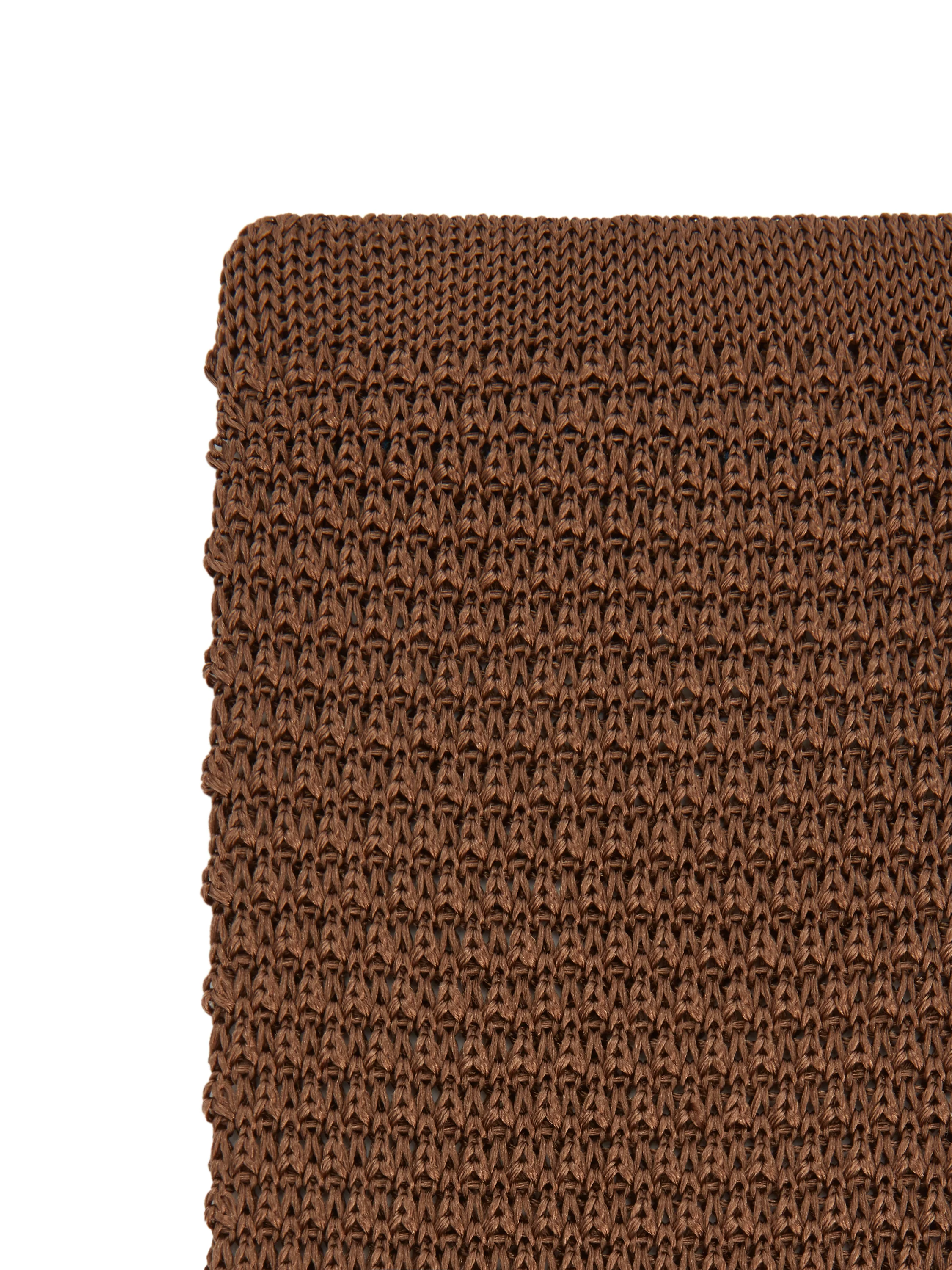 Pure Silk Knitted Tie - Brown - Image 3