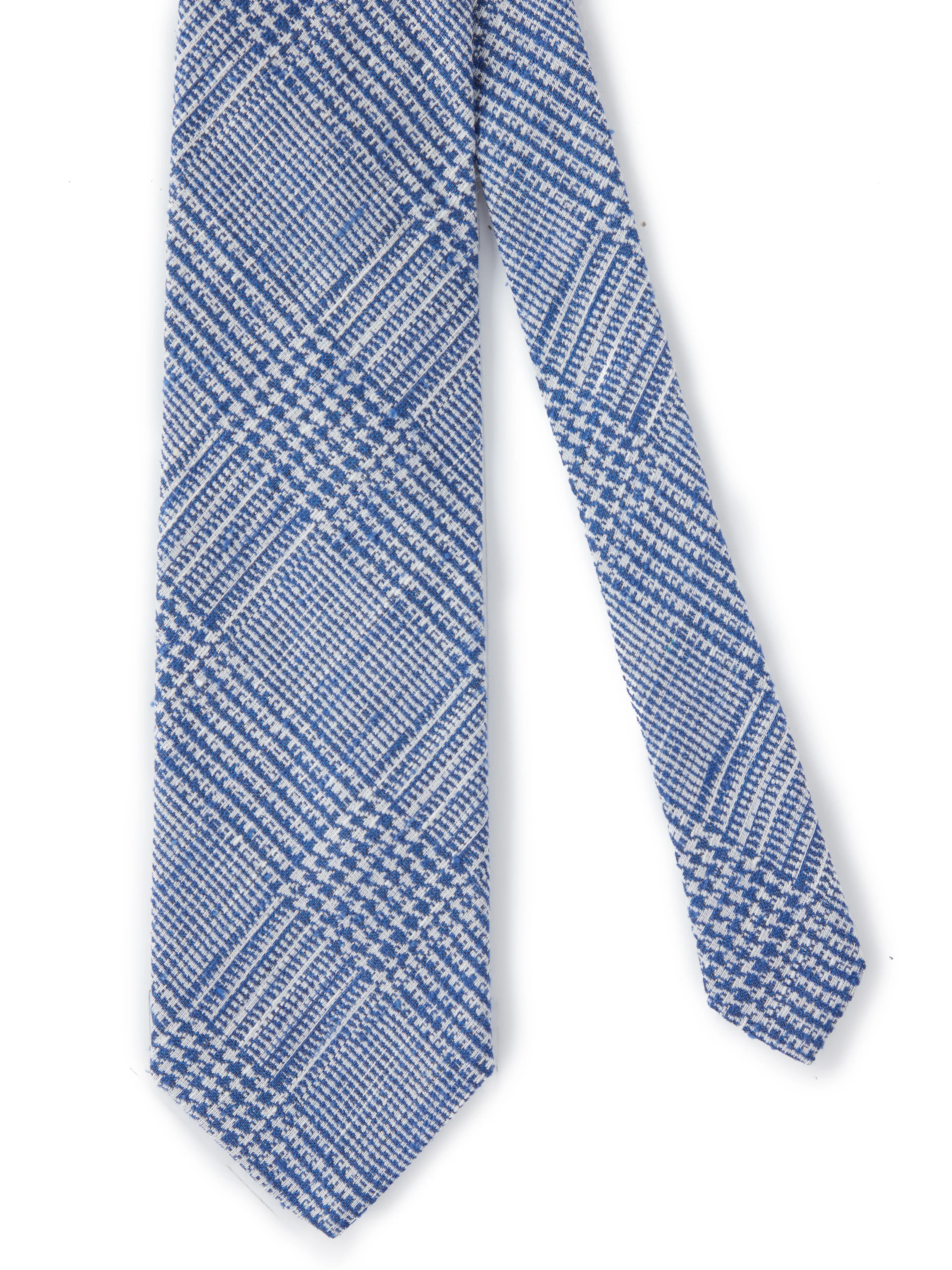 Pure Silk Prince of Wales Shantung Tie - Mid Blue - Image 2