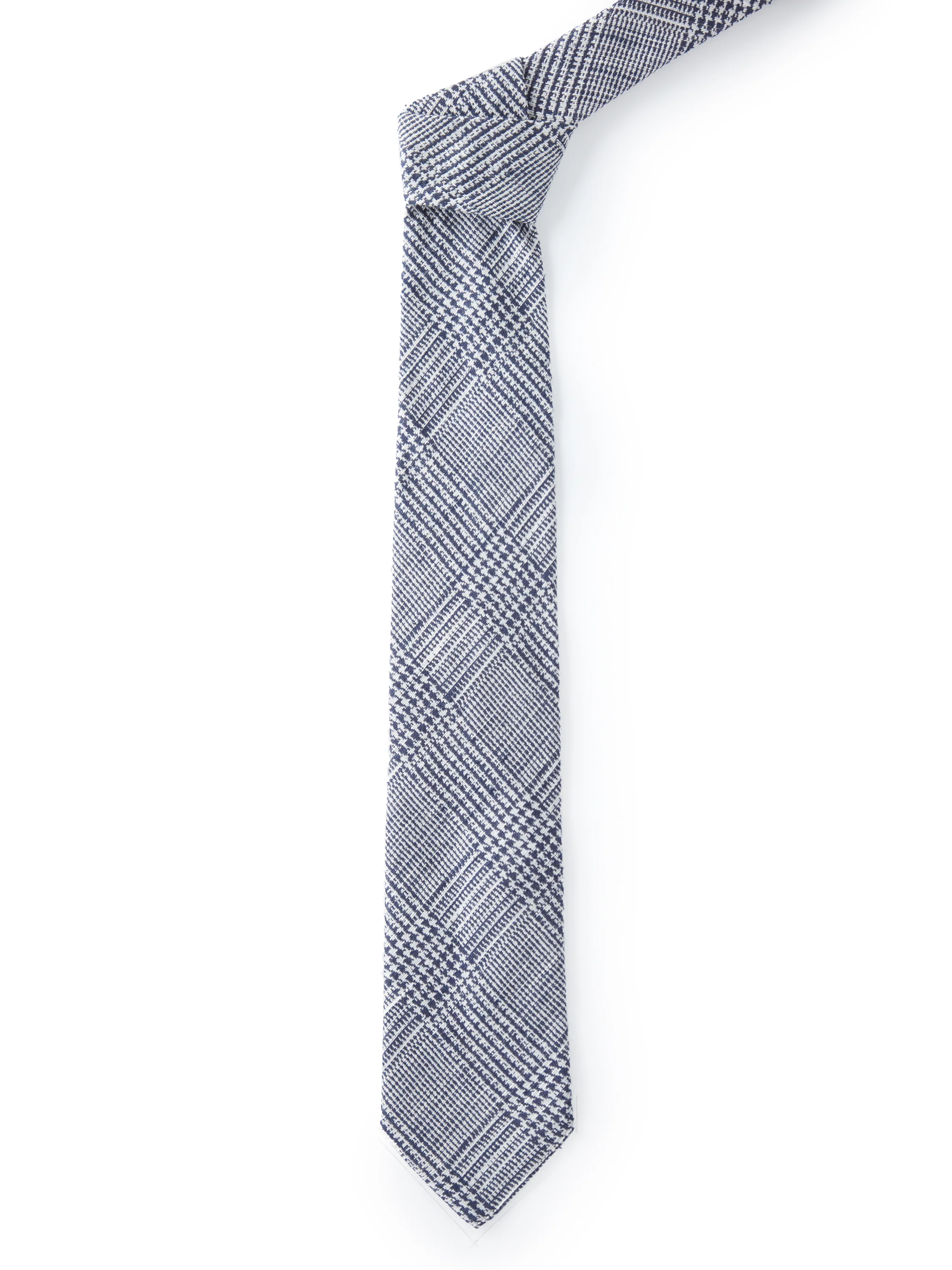 Pure Silk Prince of Wales Shantung Tie - Navy