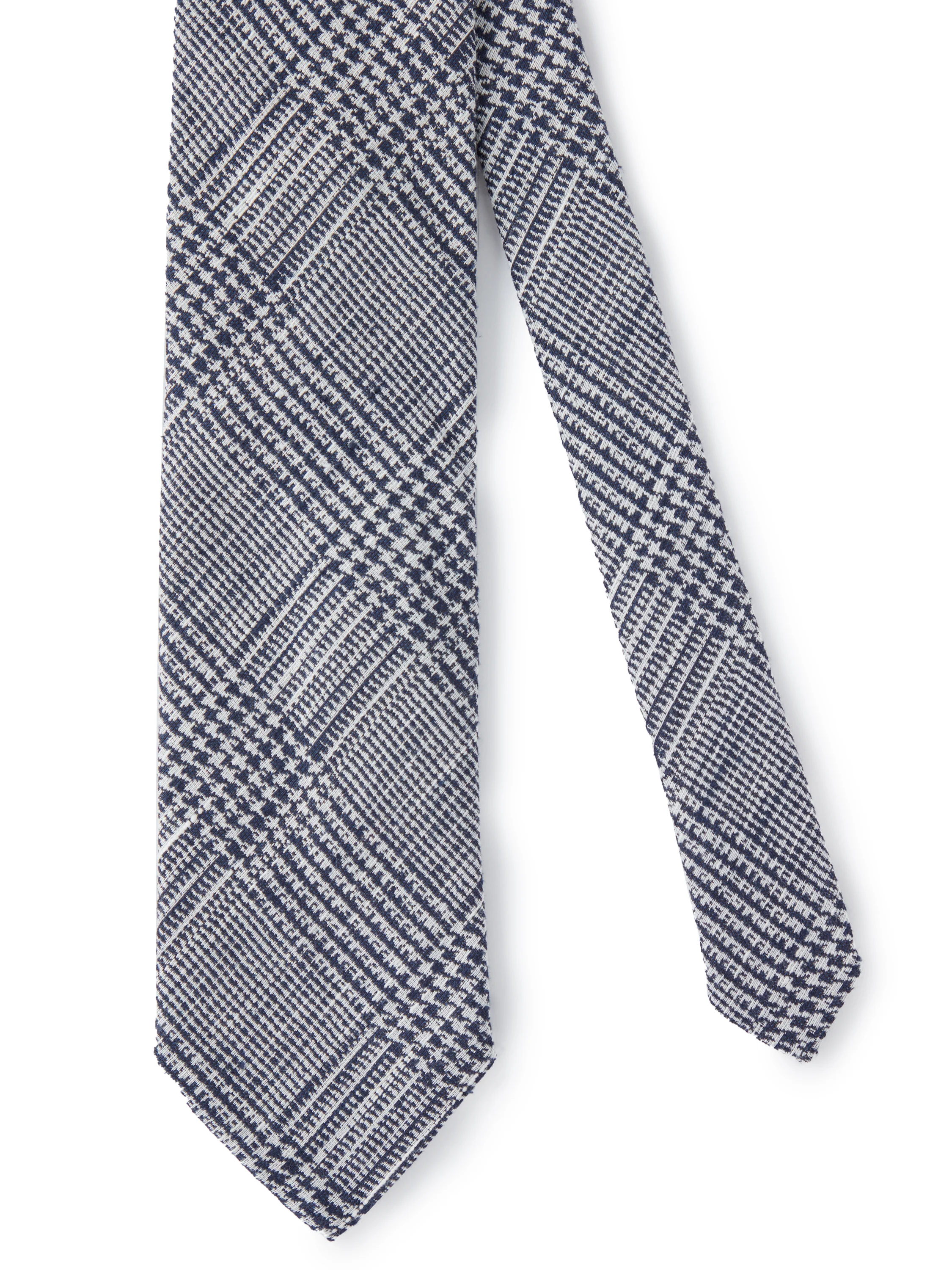 Pure Silk Prince of Wales Shantung Tie - Navy - Image 2