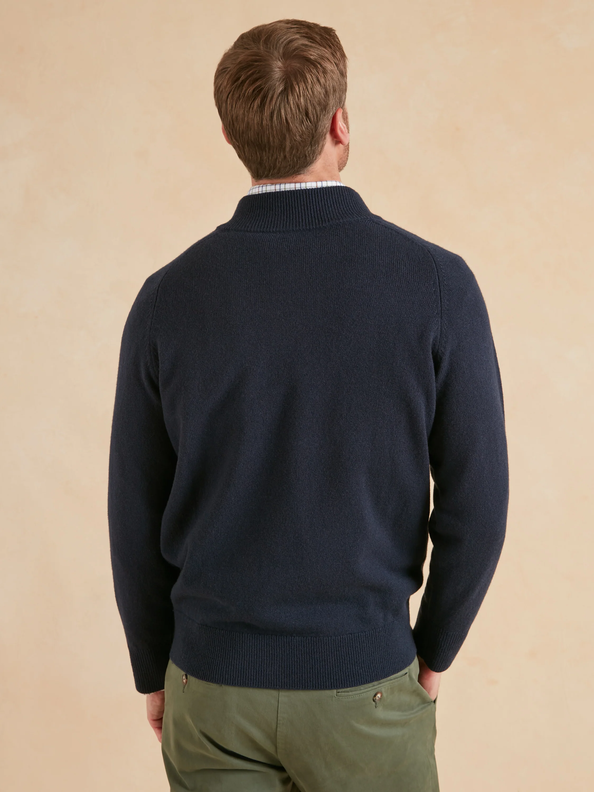 Ashbourne Quarter Zip - Navy Lambswool Jumper - Image 3
