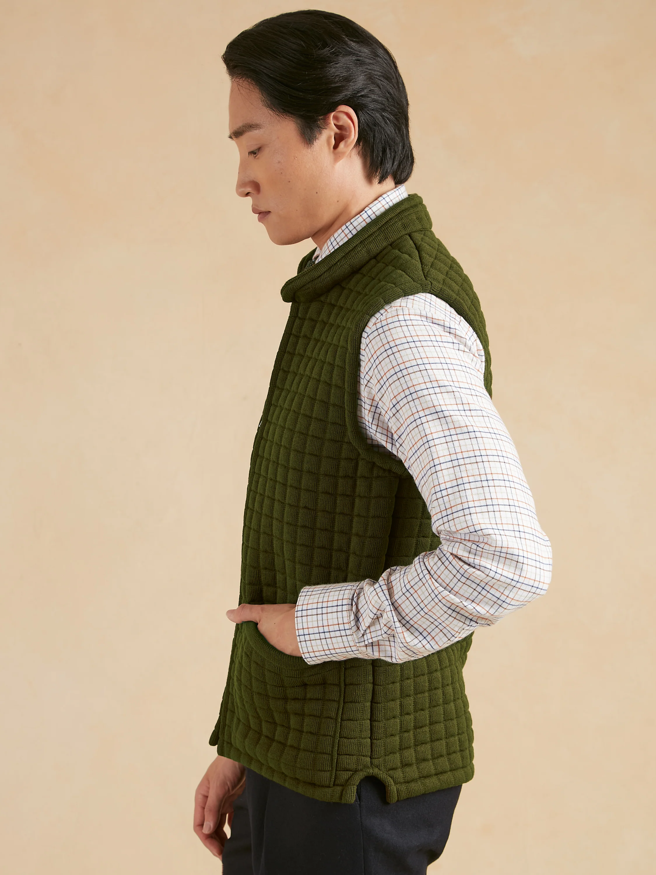 Quilted Thermatex Gilet – Olive - Image 4