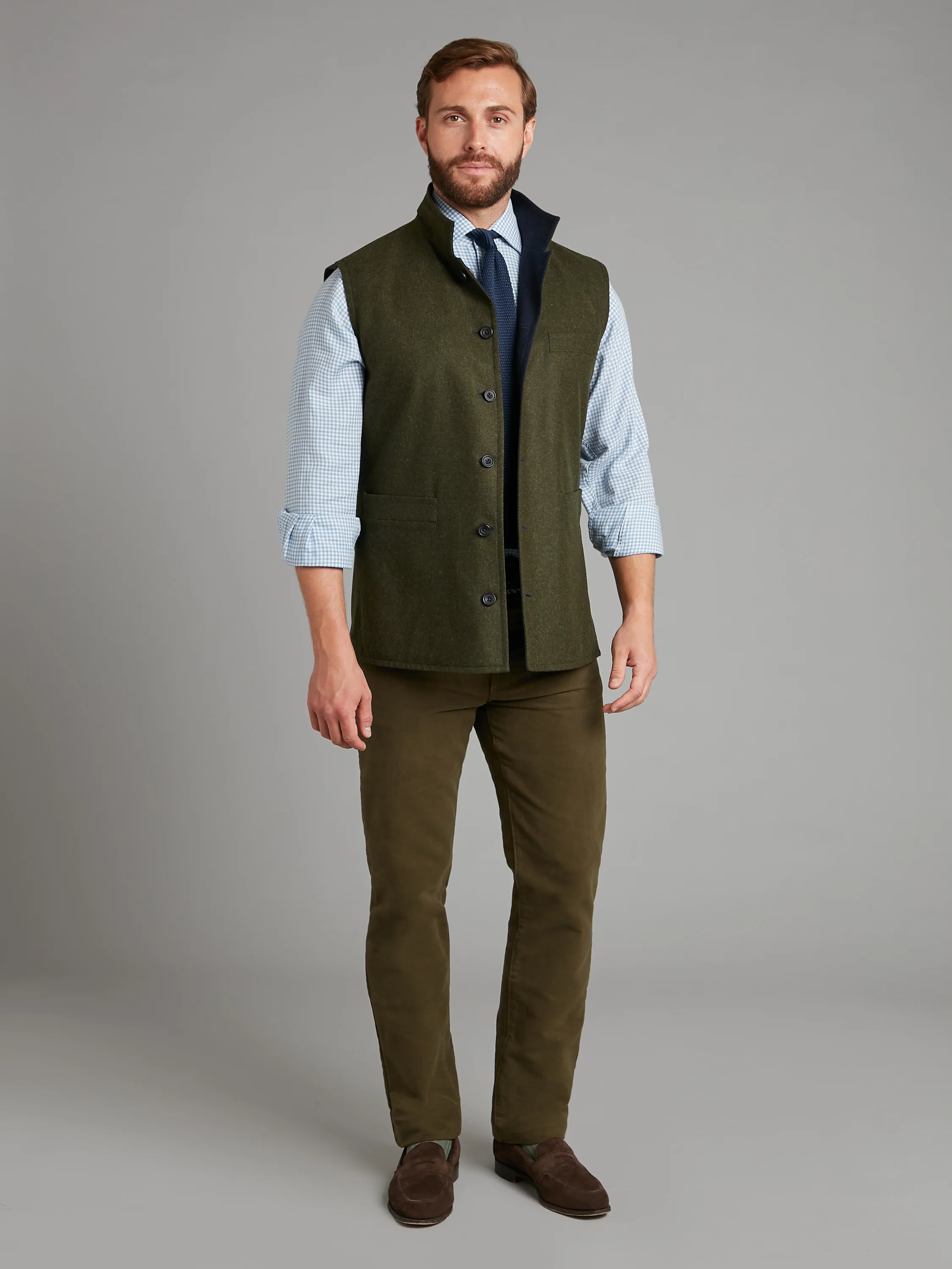 Reversible Gilet - Navy & Green Loden - Image 7