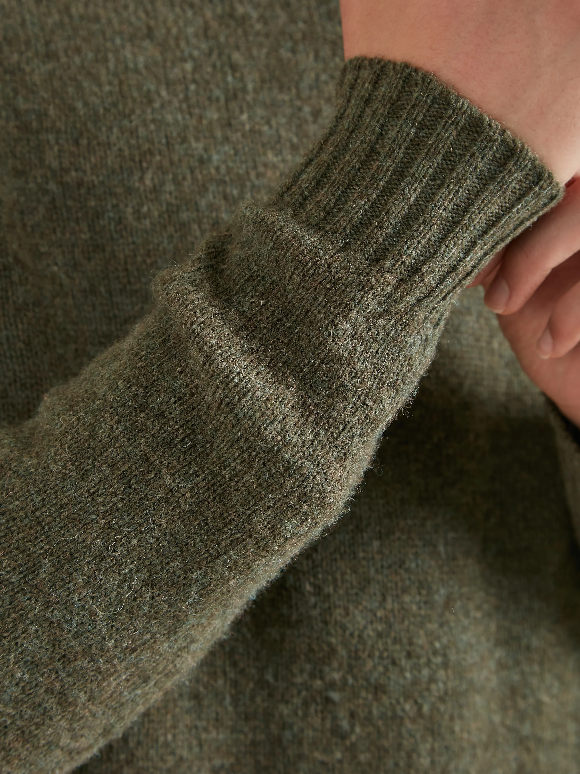 Shetland Crew Neck Jumper - Olive Green - Image 3