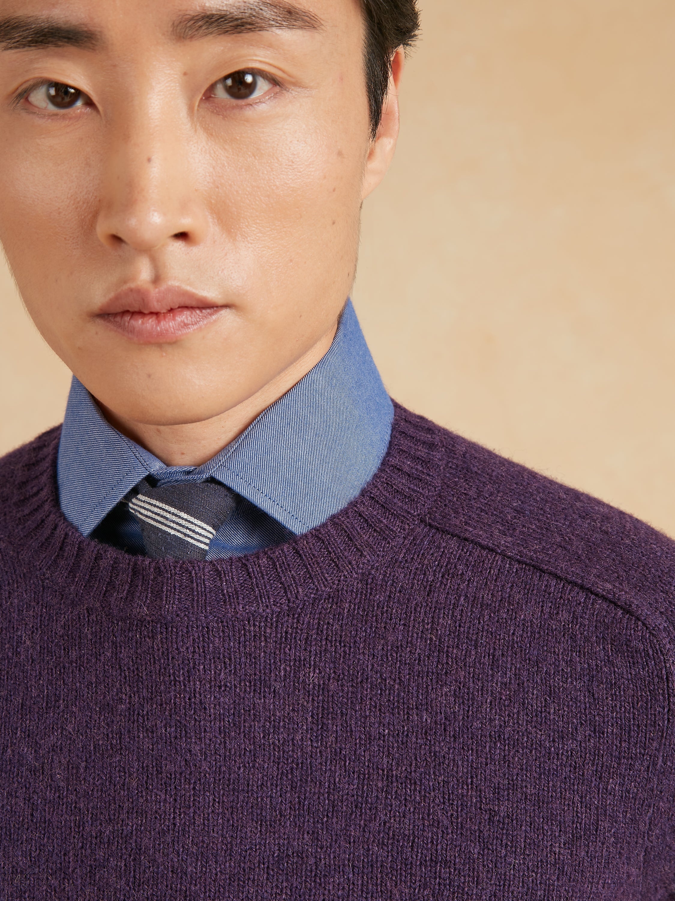 Shetland Crew Neck Jumper - Purple - Image 2