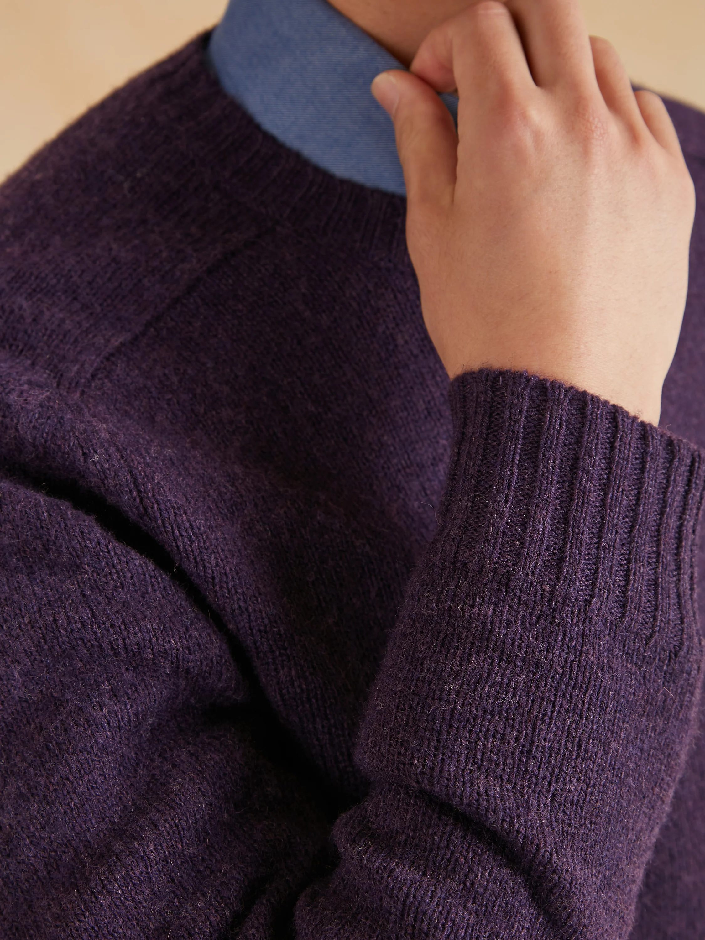 Shetland Crew Neck Jumper - Purple - Image 3