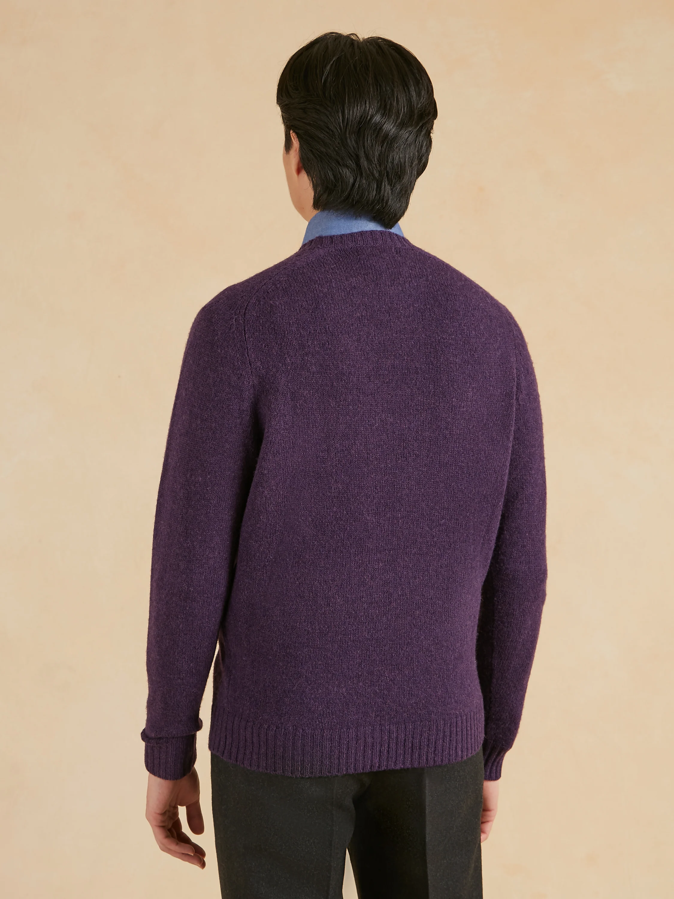 Shetland Crew Neck Jumper - Purple - Image 4